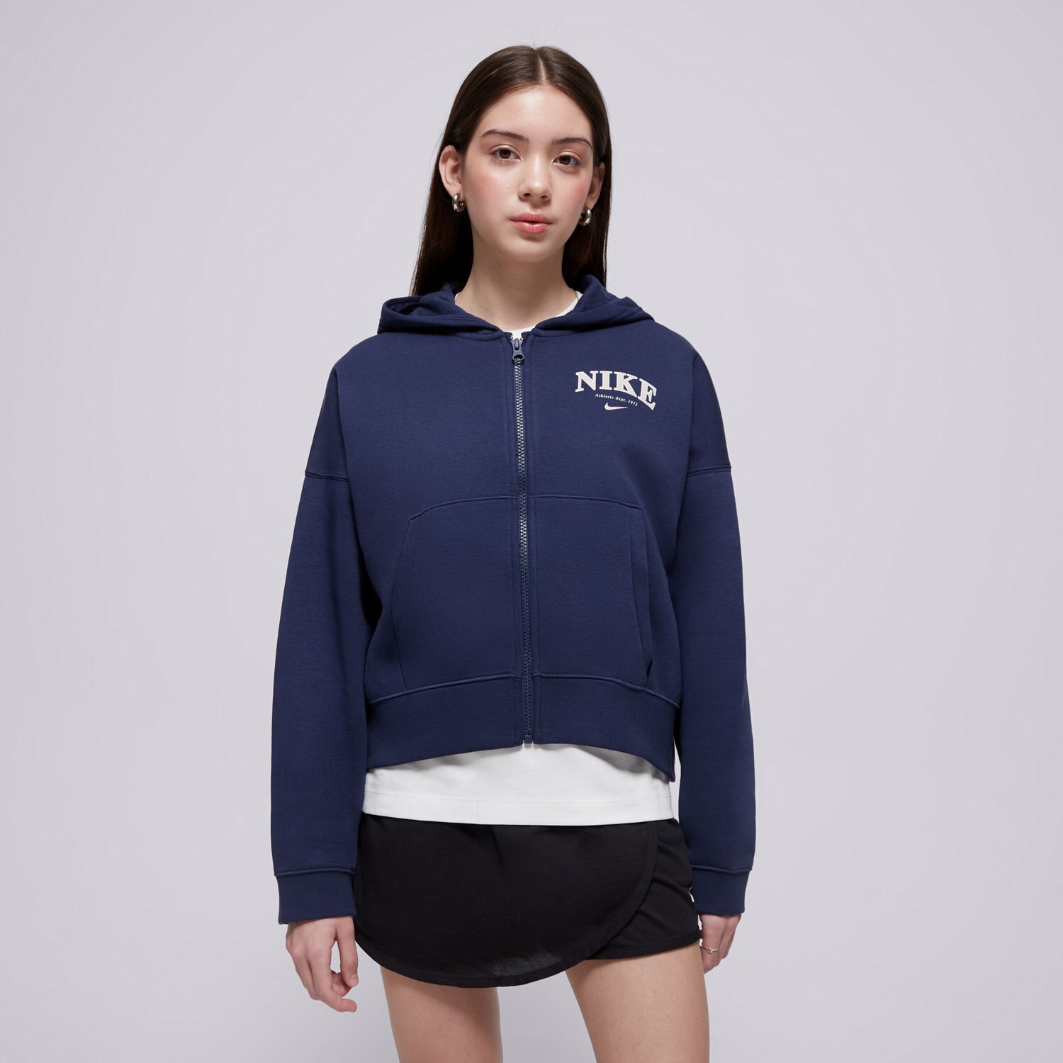 Kinder NIKE SWEATSHIRT MIT REIßVERSCHLUSS   G NSW FLC FZ HOODIE GIR FD0887-410 Dunkelblau