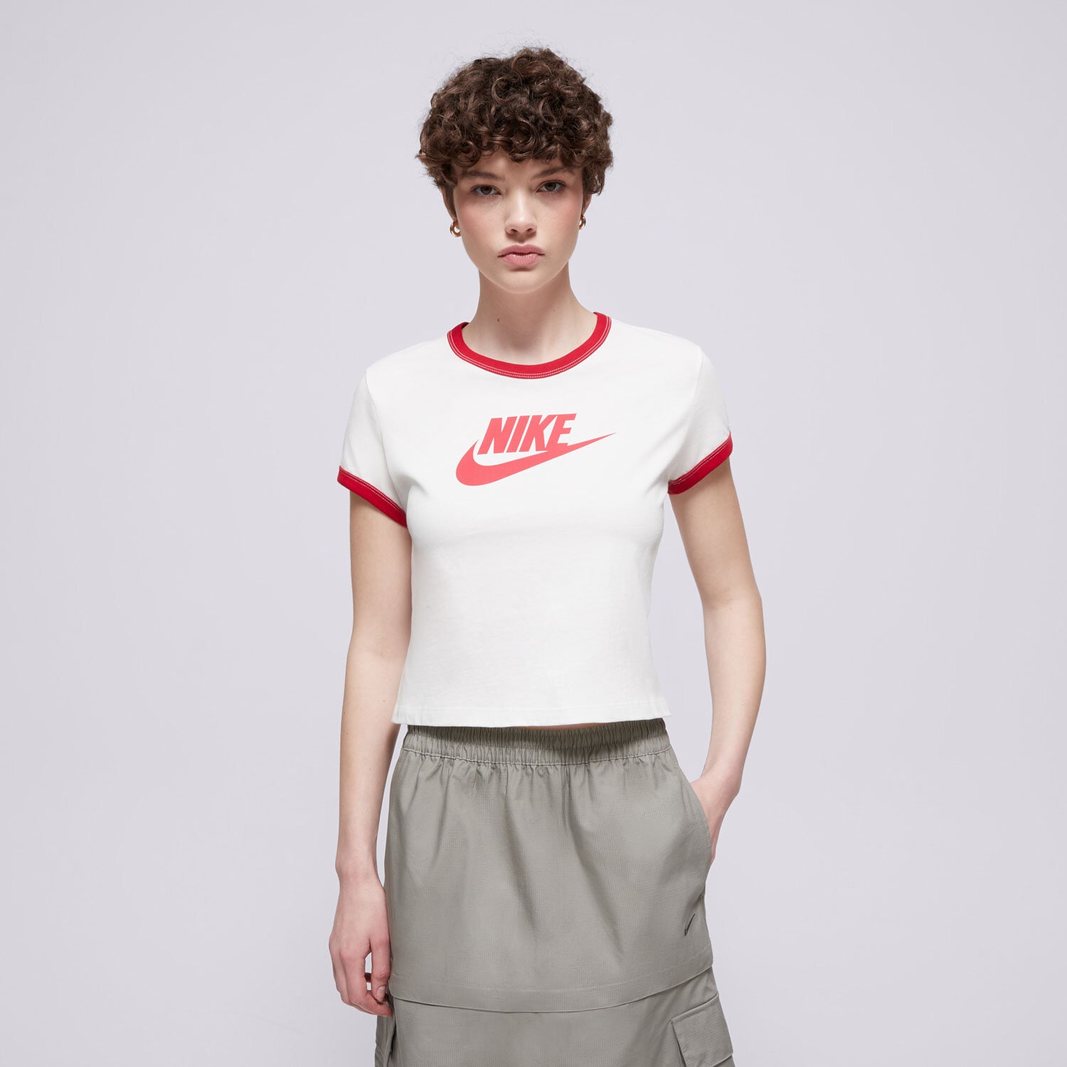 Damen T-Shirt NIKE T-SHIRT W NSW SS RINGER TEE VNTG RUN IF4072-133 creme