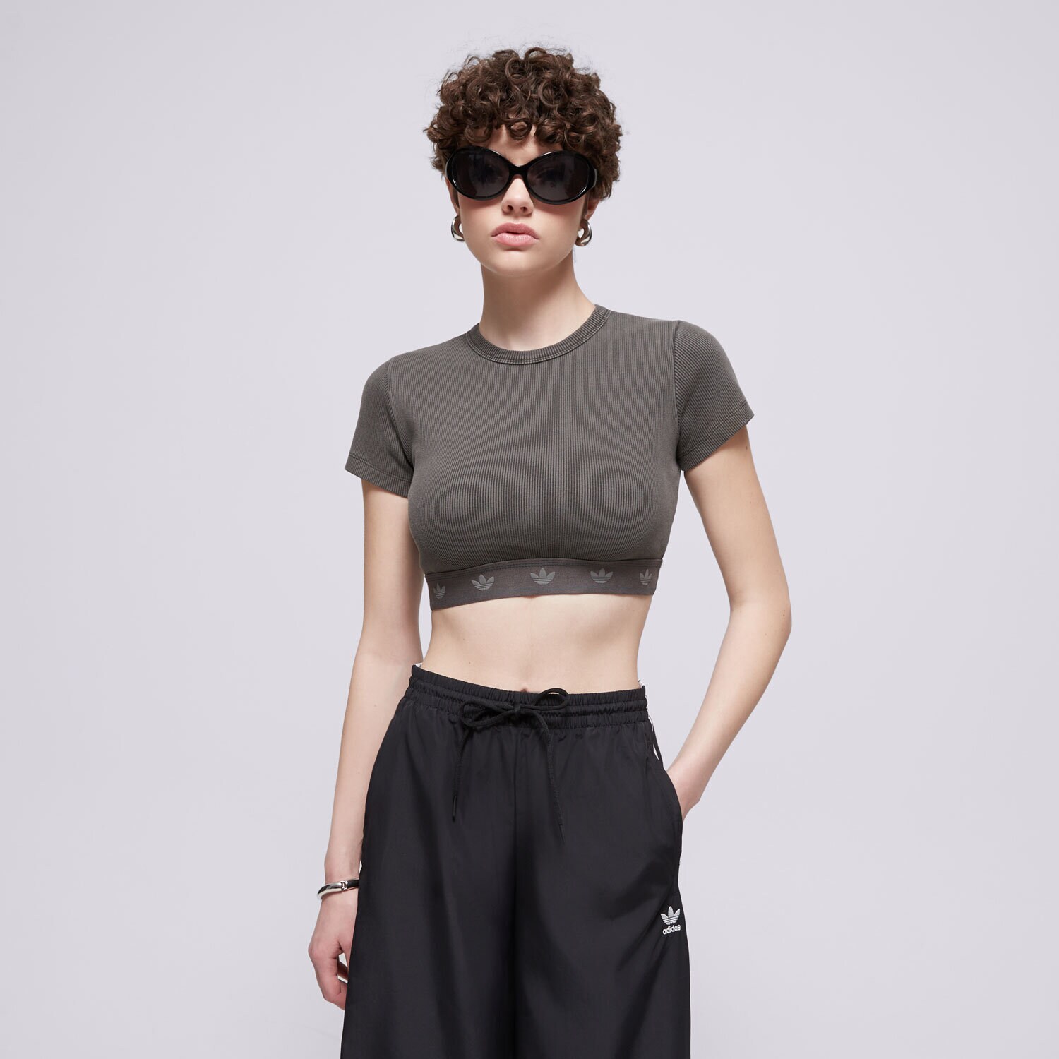 Damen T-Shirt ADIDAS T-SHIRT RIB SS TOP JD0041 Grau