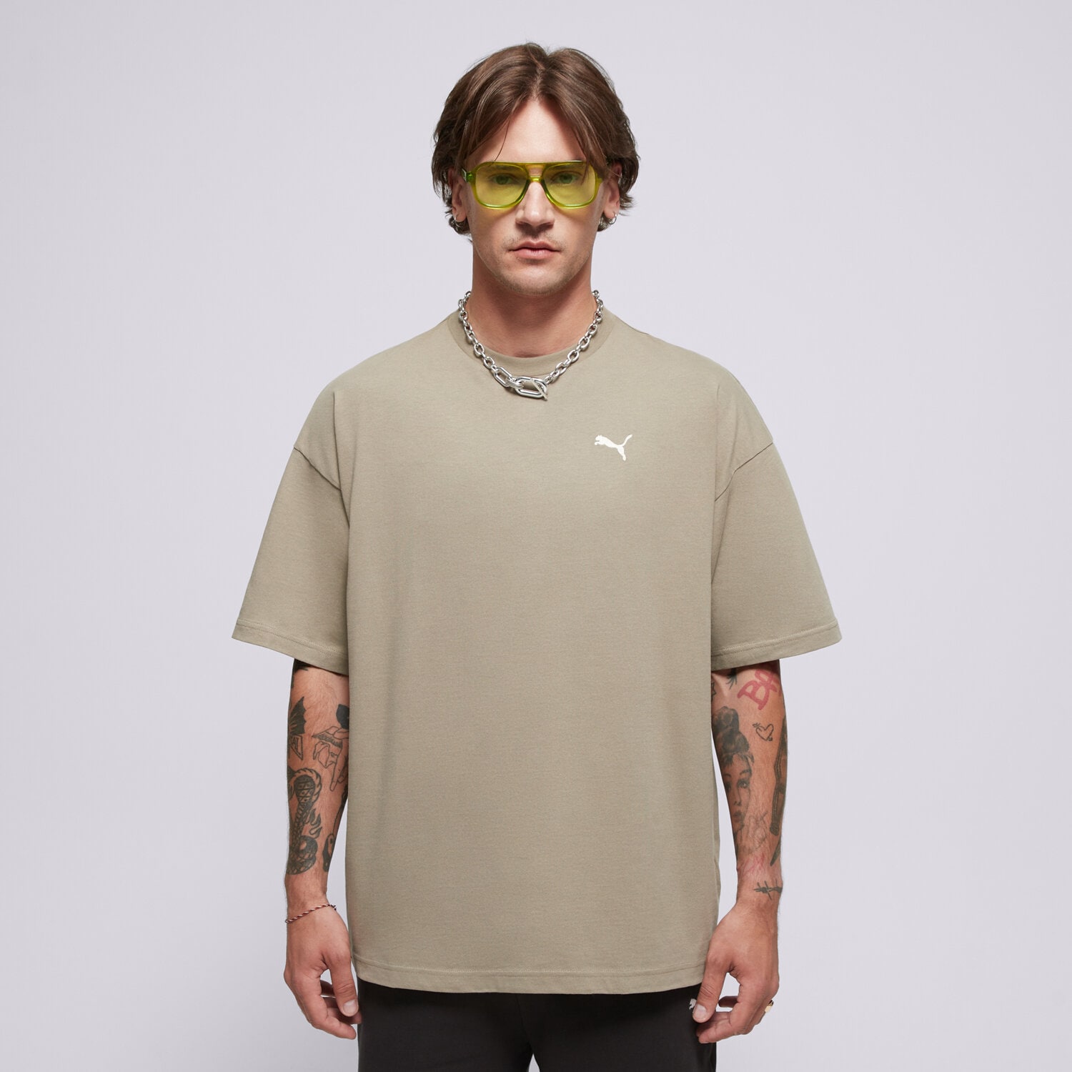 Herren T-Shirt PUMA T-SHIRT WARDROBE ESS OVERSIZED TEE 629646 83 Beige