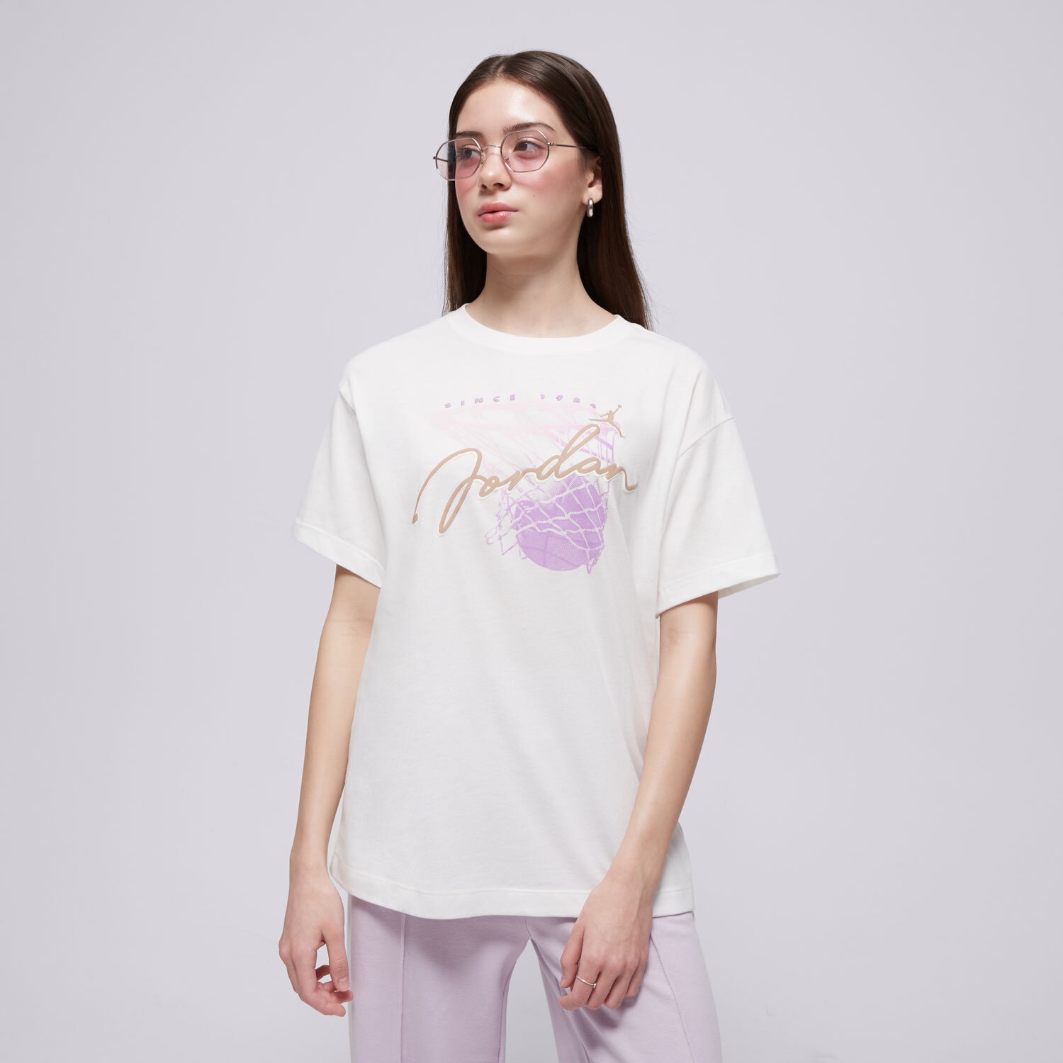 Kinder T-Shirt JORDAN T-SHIRT JDG HOOP CLASSICS SS TEE GIRL 45D919-782 Beige