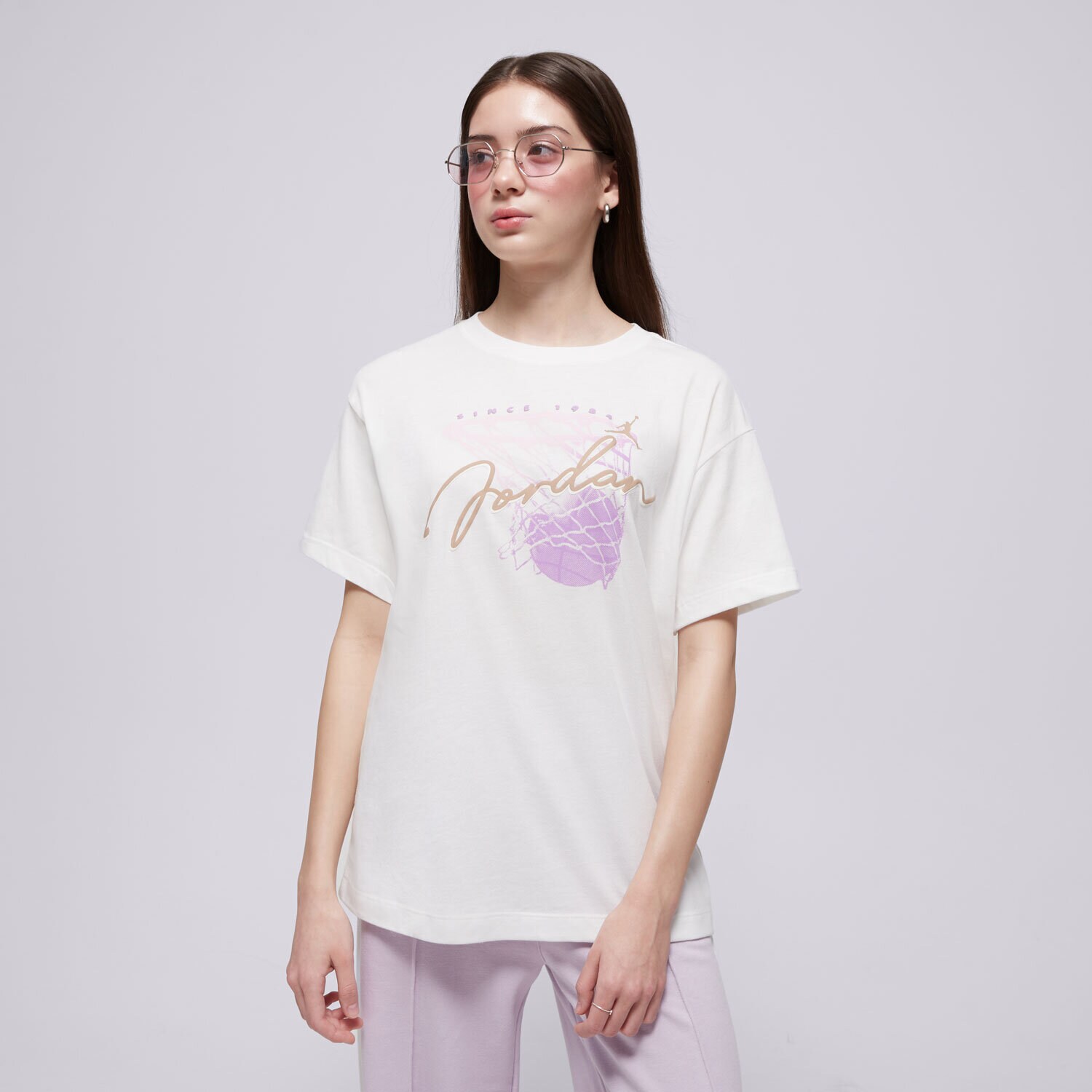 Kinder T-Shirt JORDAN T-SHIRT JDG HOOP CLASSICS SS TEE GIRL 45D919-782 Beige