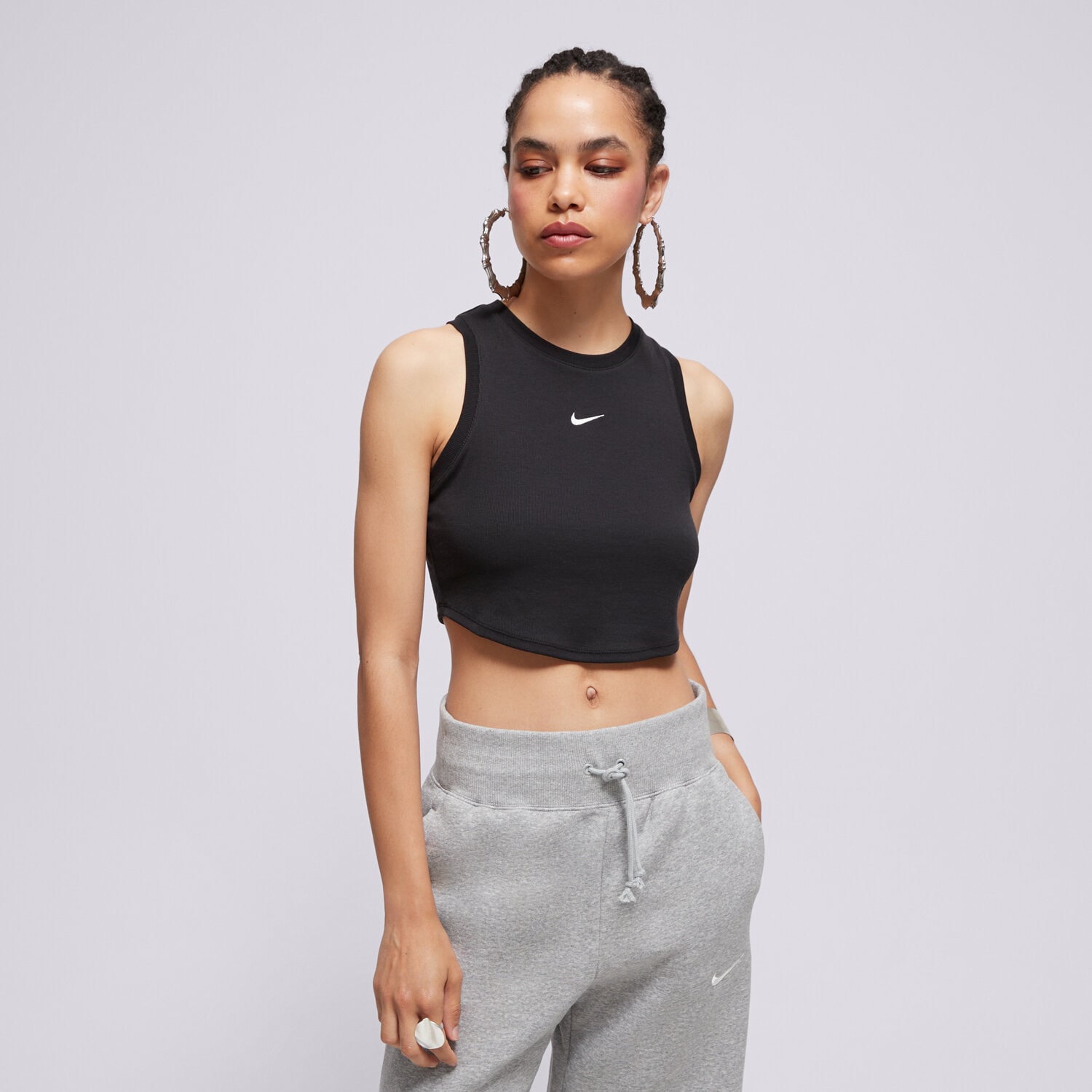 Damen T-Shirt NIKE T-SHIRT W NSW ESSENTIALS RIB CROP TANK FB8279-010 Schwarz