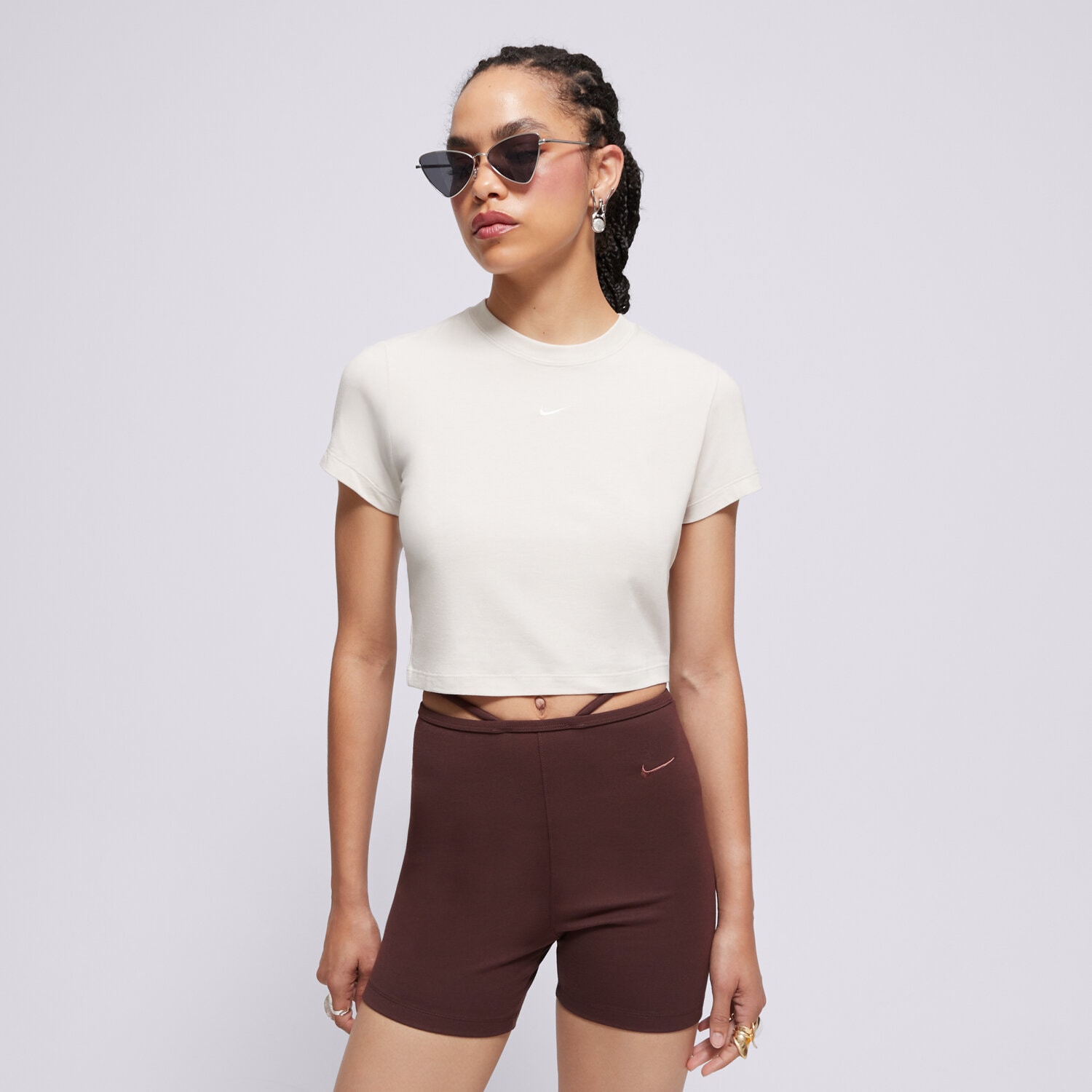 Damen T-Shirt NIKE T-SHIRT W NSW NK CHLL KNT CRP HF9538-105 Beige