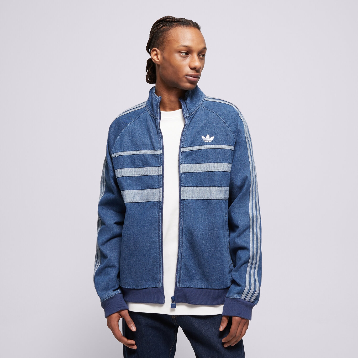 Herren ADIDAS SWEATSHIRT MIT REIßVERSCHLUSS   FIRST TT DENIM JX6457 Blau