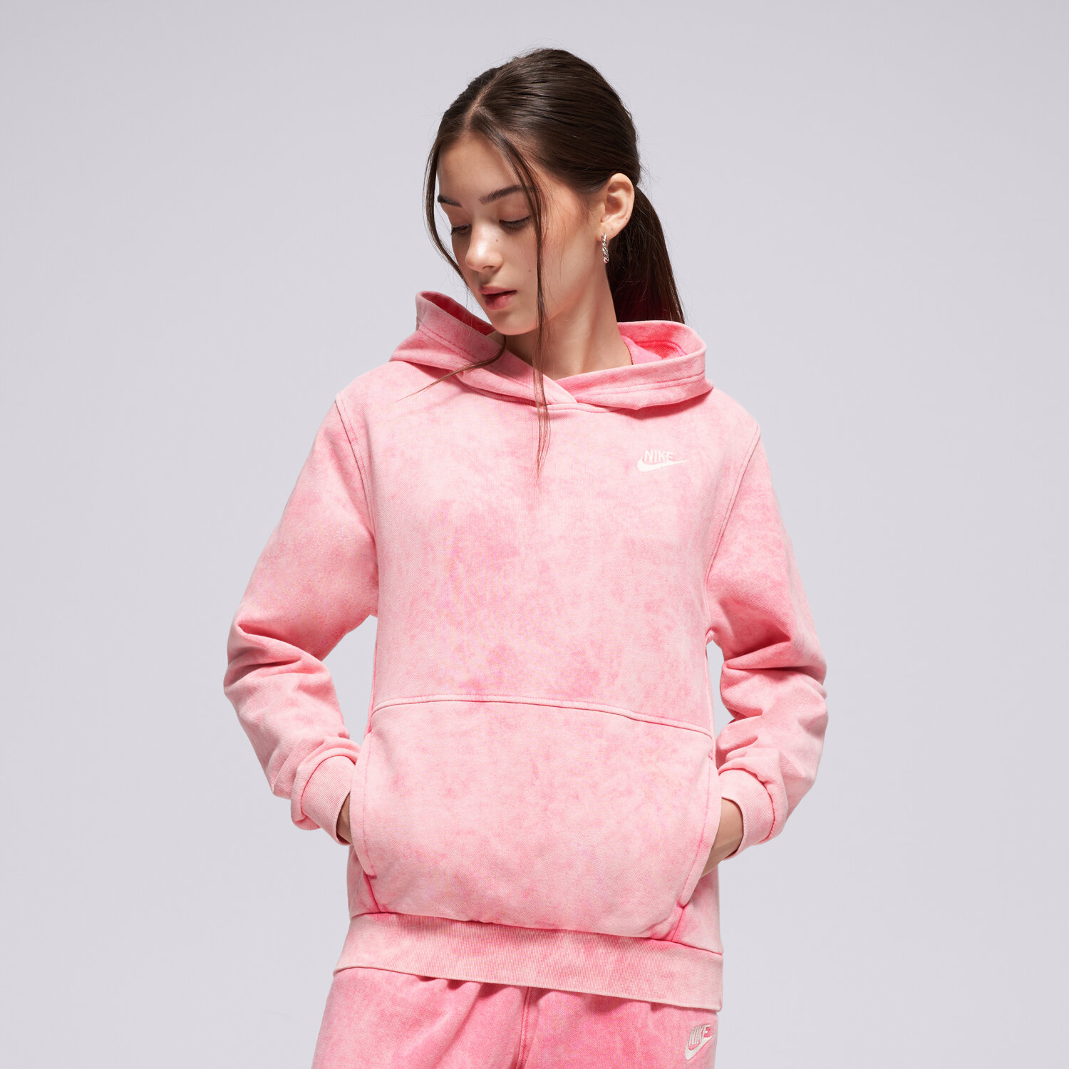 Kinder NIKE HOODIE K NSW WASH PO HOODIE FT GIRL IH2375-684 Rosa