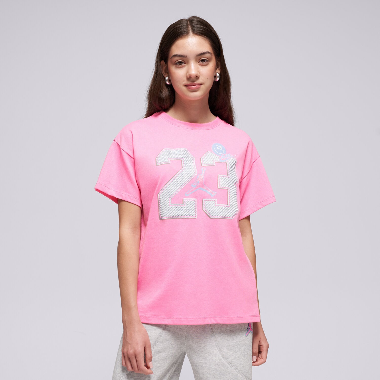 Kinder T-Shirt JORDAN T-SHIRT JDG BLUE JEANS & BLING SS TEE GIRL 45F216-AFD Rosa