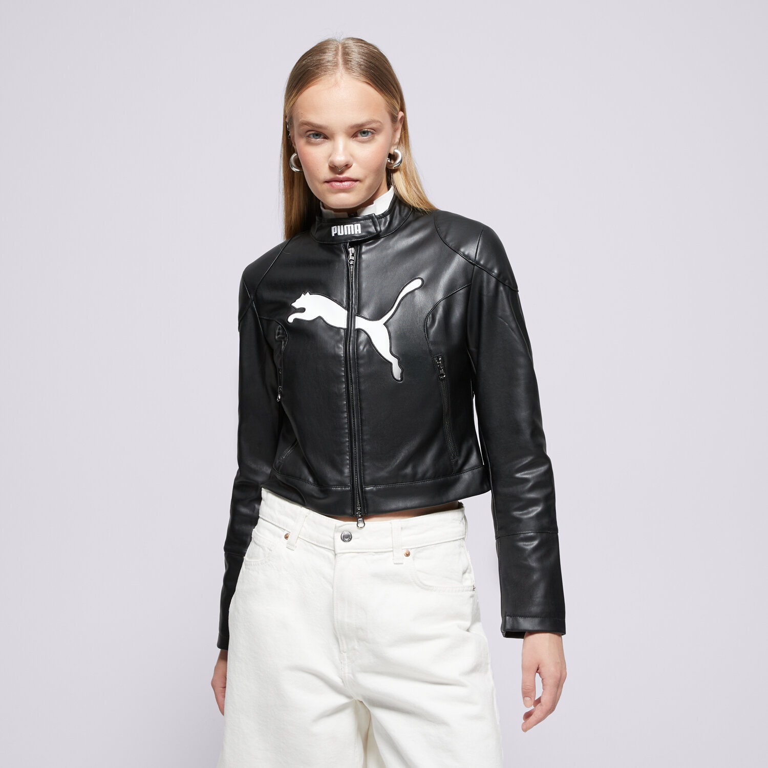 Damen Übergangsjacke PUMA JACKE FUTURE.PUMA.ARCHIVE PLEATHER RACER JACKET 632170 01 Schwarz