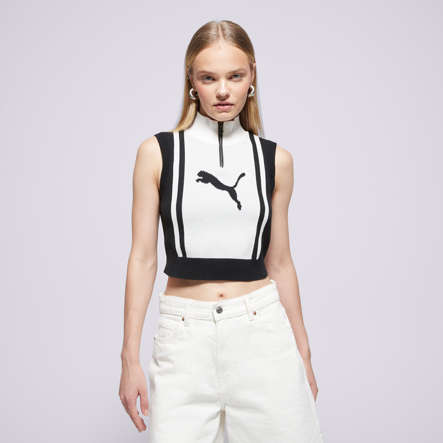 Damen Weste PUMA WESTE FUTURE.PUMA.ARCHIVE HALF-ZIP KNITTED TANK 632126 01 Schwarz