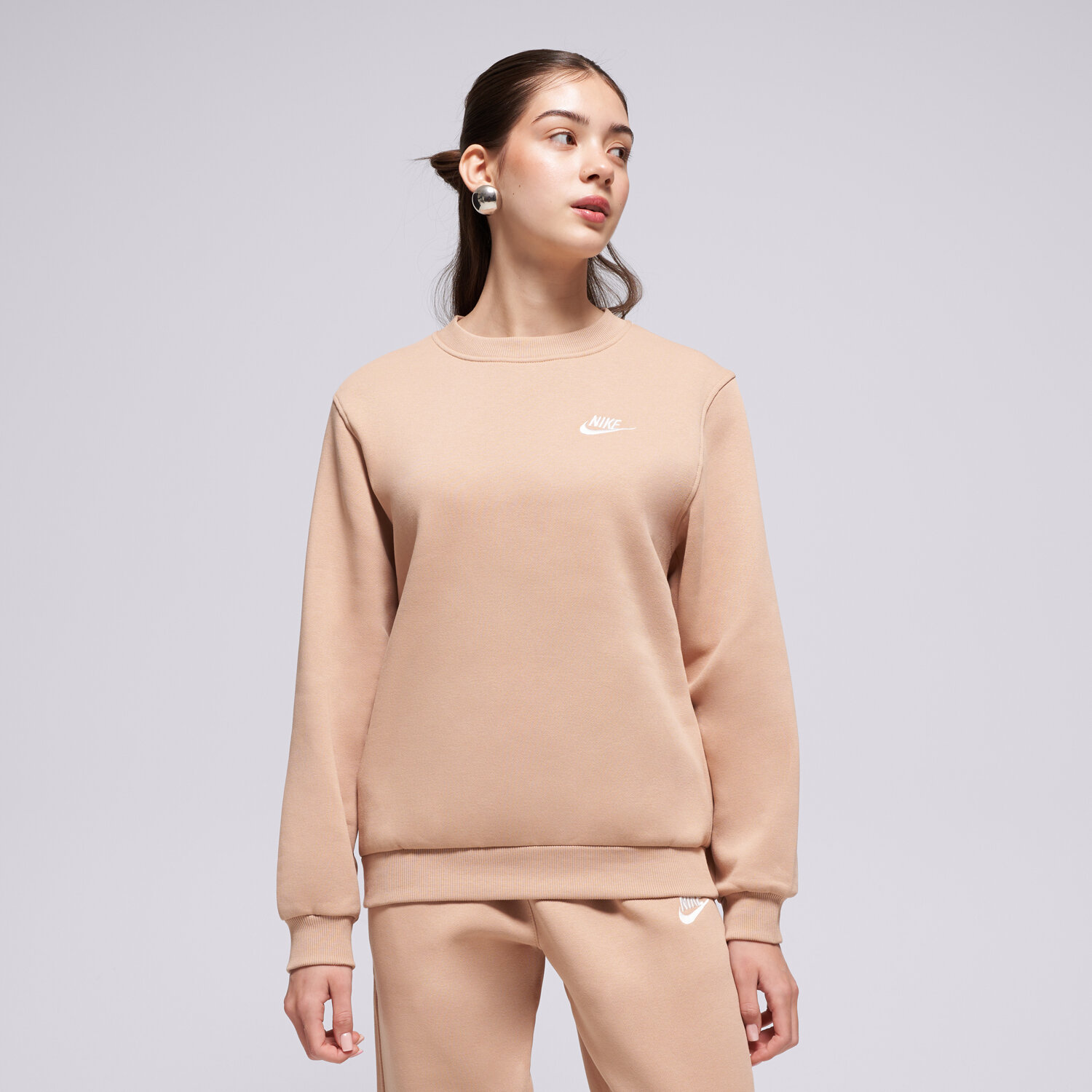 Kinder NIKE SWEATSHIRT K NSW CLUB FLC CREW LS LBR GIRL FD3006-200 Braun
