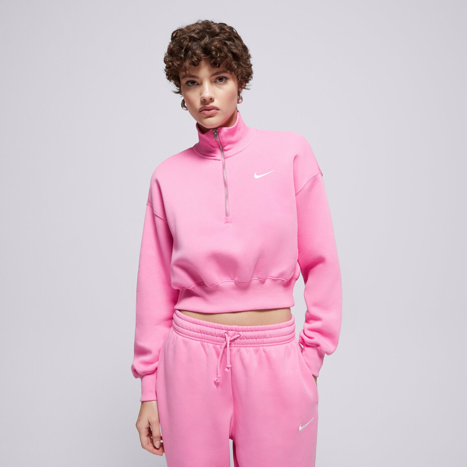 Damen NIKE SWEATSHIRT MIT REIßVERSCHLUSS   W NSW PHNX FLC QZ CROP DQ5767-675 Rosa