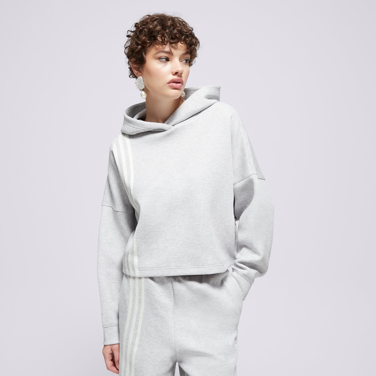 Damen ADIDAS HOODIE 3 STRIPES HOODY JW3596 Grau
