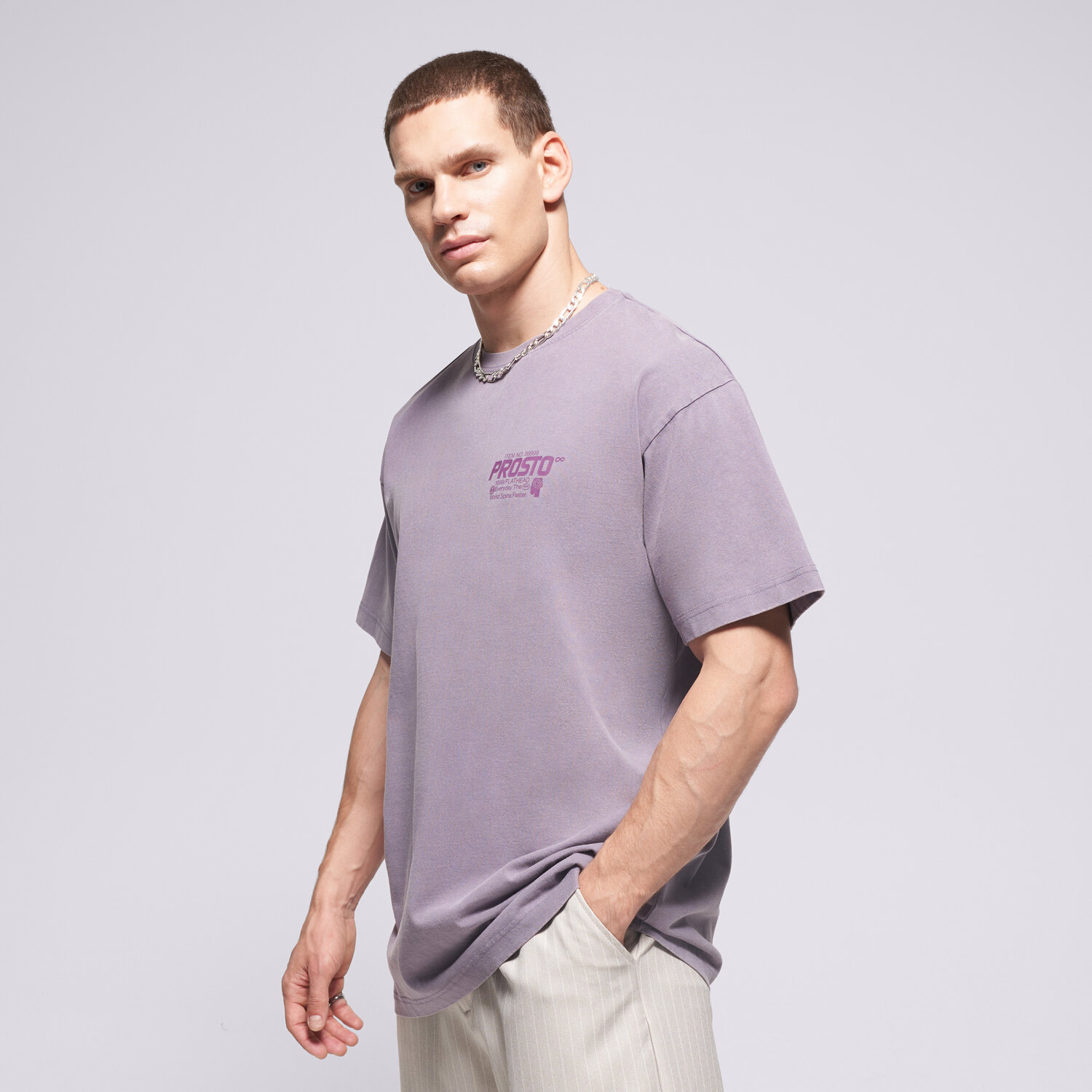 Herren T-Shirt PROSTO T-SHIRT FLATHEAD WASHED LAVENDER KL252MTEE1071 Violet