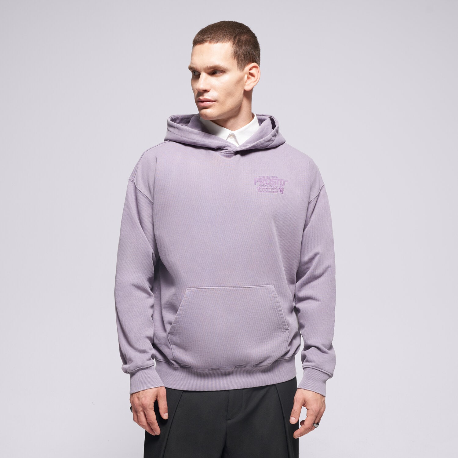 Herren PROSTO HOODIE HOODIE FLATHEAD WASHED LAVENDER KL252MSWE2041 Violet