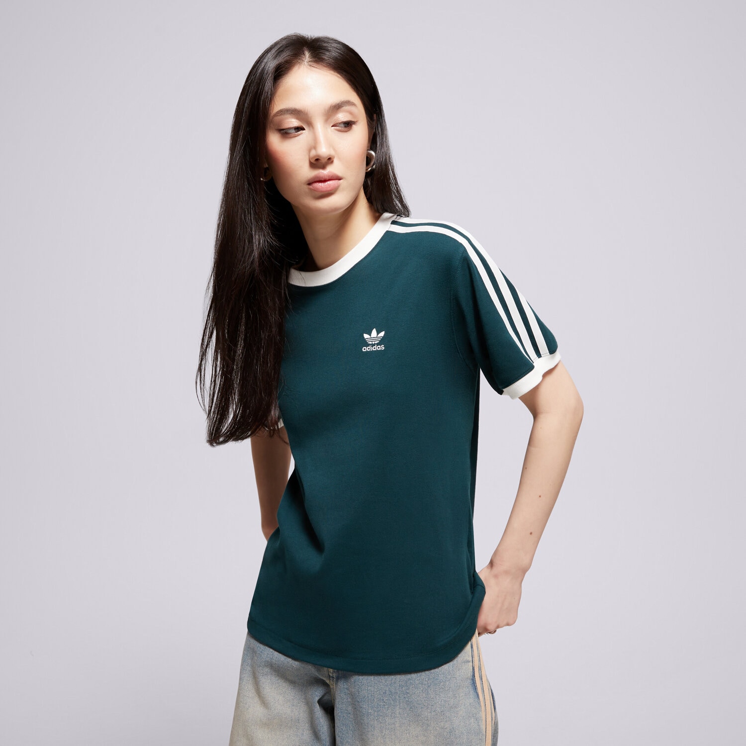 Damen T-Shirt ADIDAS T-SHIRT 3 STRIPE TEE JY4855 Grün