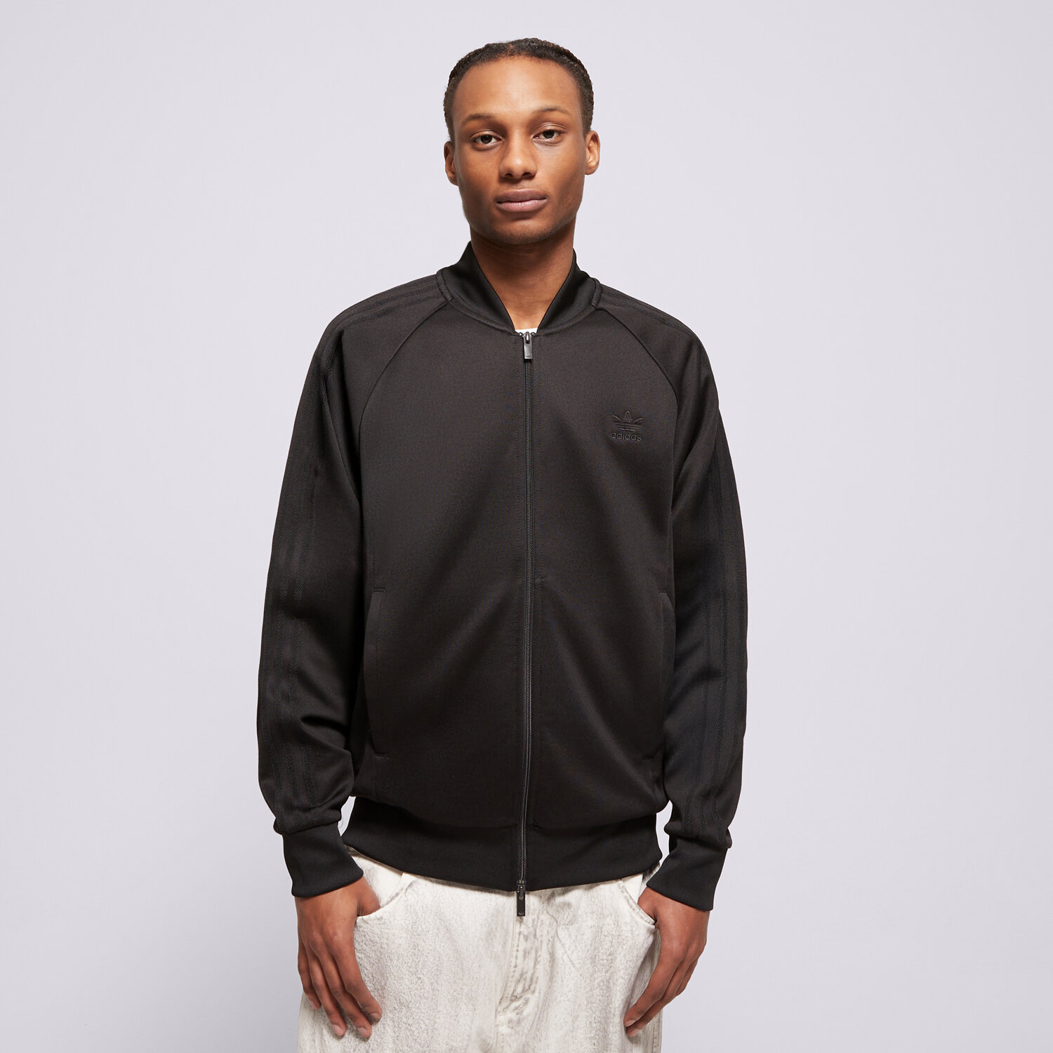 Herren ADIDAS SWEATSHIRT MIT REIßVERSCHLUSS SST TT JY1290 Schwarz