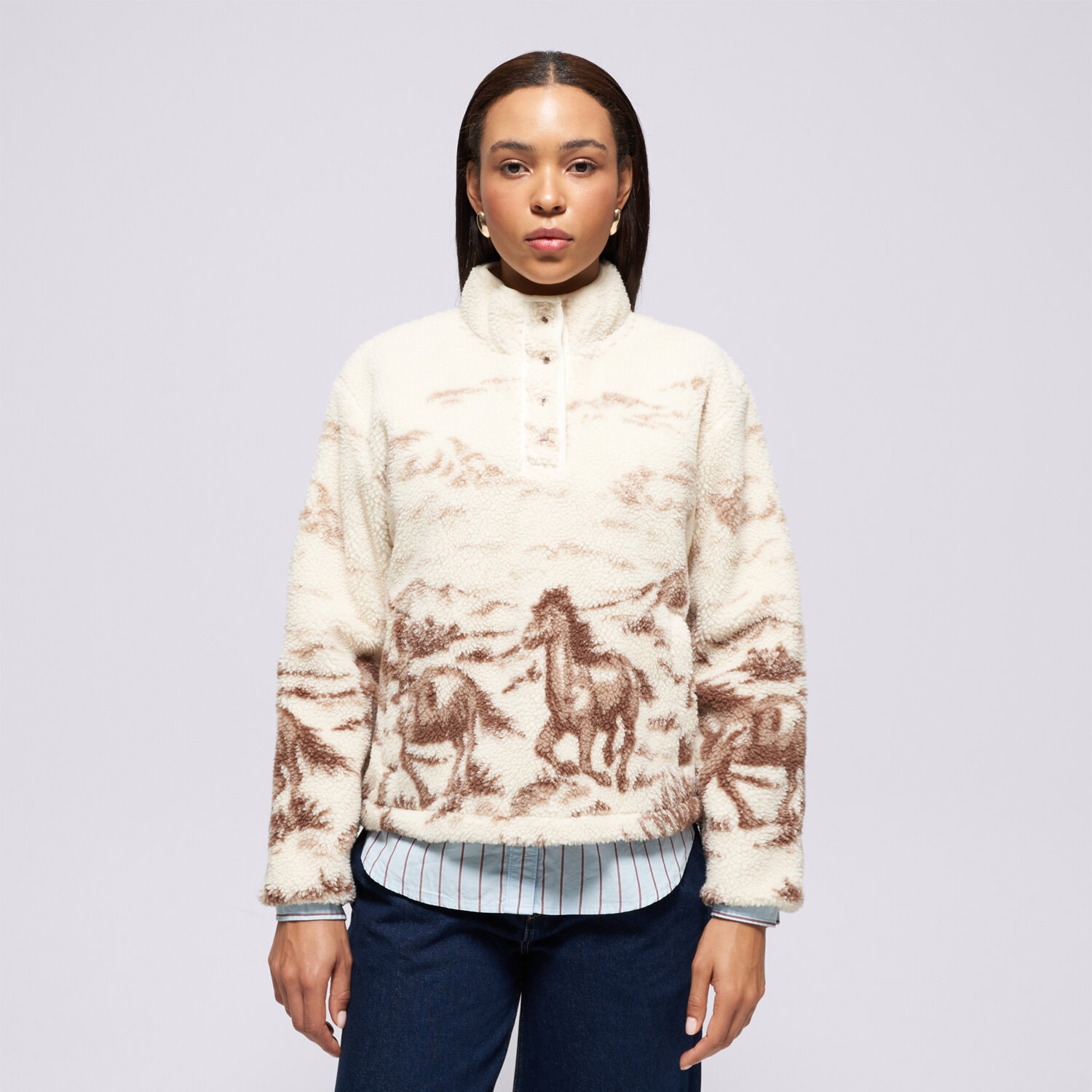 Damen LEVI'S FLEECESHIRT KASEY SHERPA   PULLOVER OW NEUTRALS 003ZA-0000 Braun