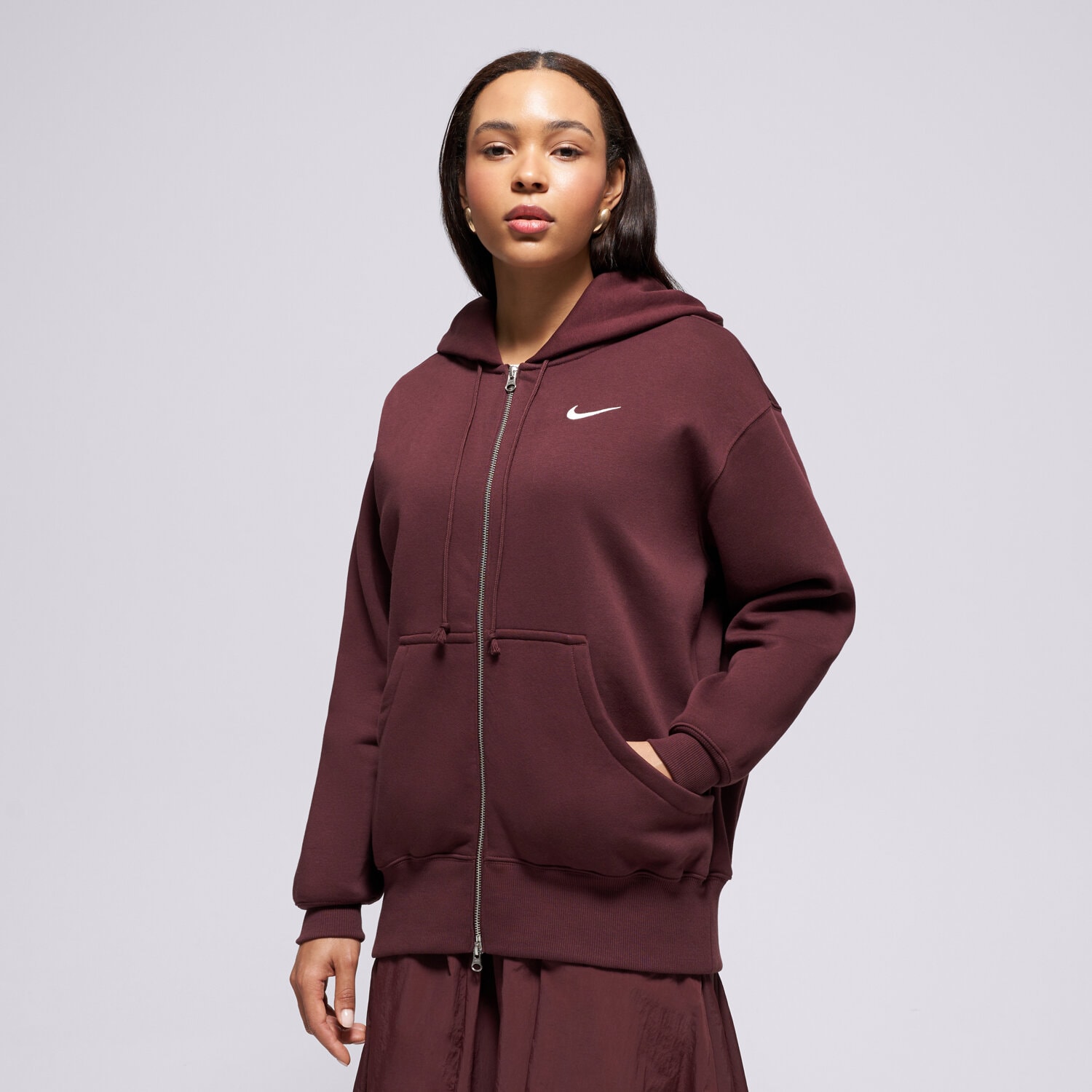 Damen NIKE SWEATSHIRT MIT REIßVERSCHLUSS   W NSW PHNX FLC FZ OS HO DQ5758-654 Dunkelrot