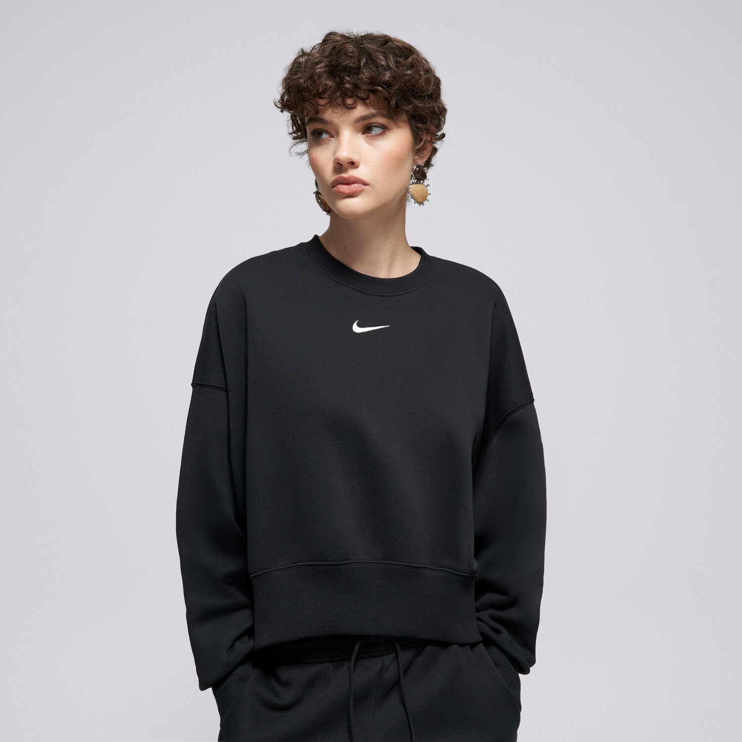 Damen NIKE SWEATSHIRT W NSW PHNX FLC OOS CREW DQ5761-010 Schwarz