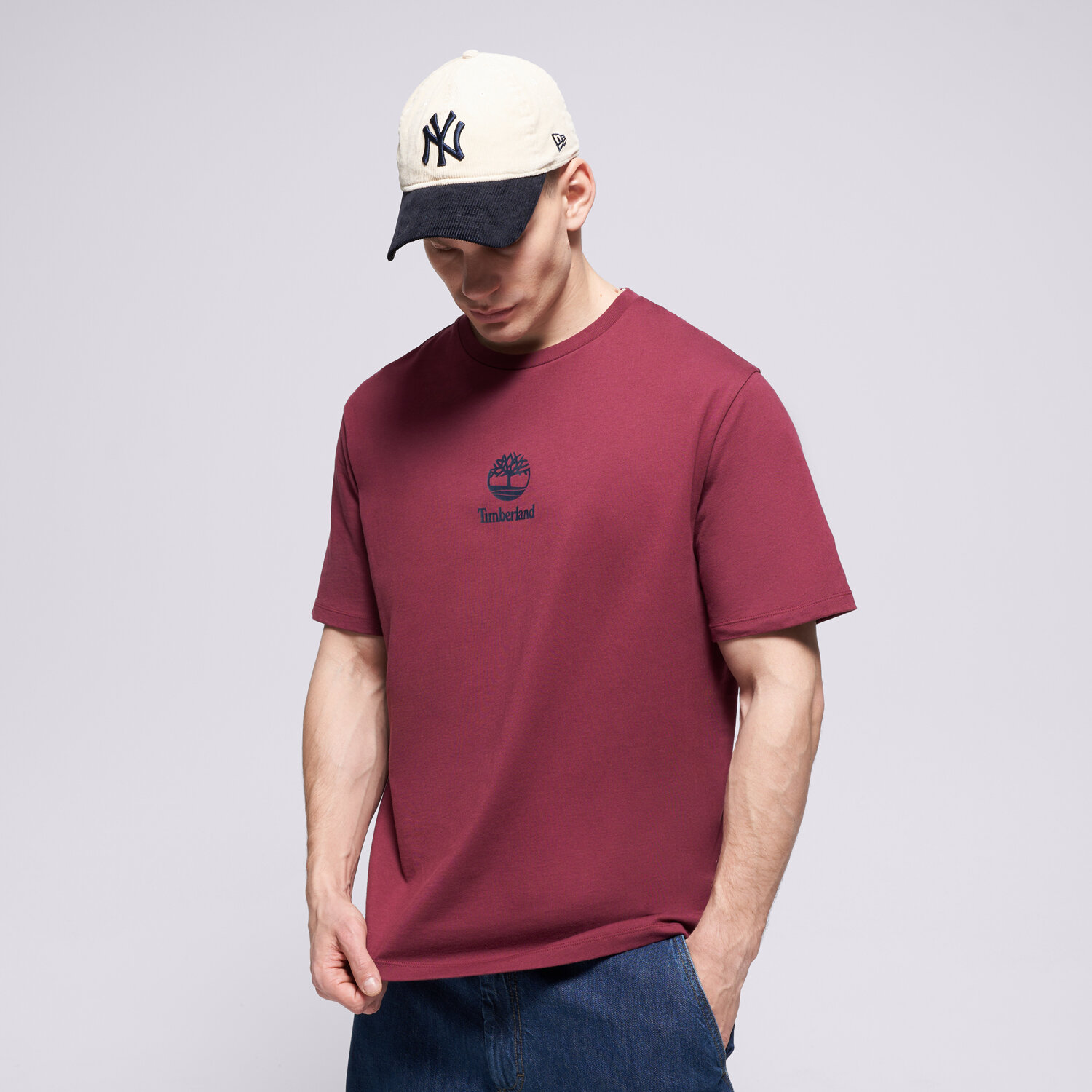 Herren T-Shirt TIMBERLAND T-SHIRT NEW SMALL LOGO PRINT SS TEE BURGUNDY TB0A6WWT6481 Violet