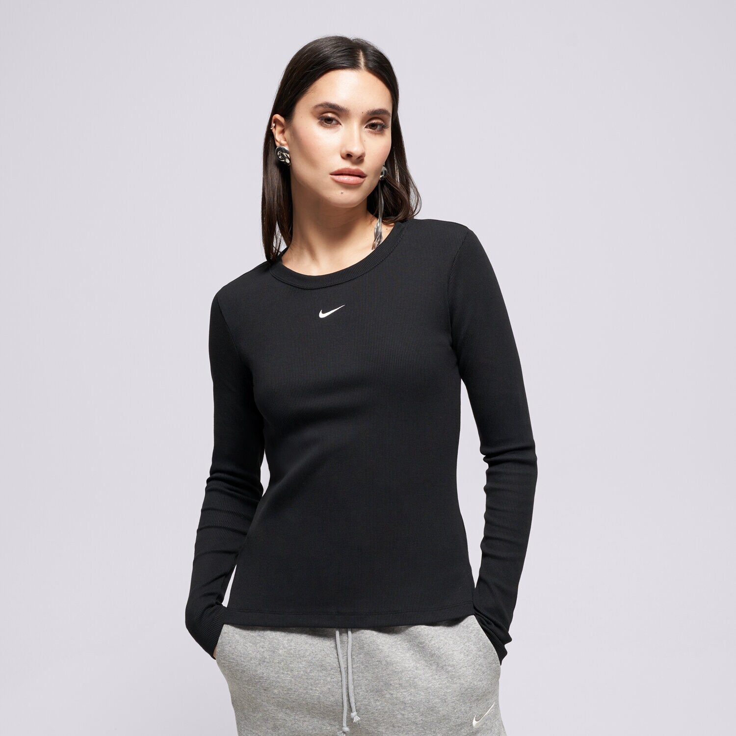 Damen T-Shirt NIKE T-SHIRT LS TEE RIB TIGHT W NSW IH7691-010 Schwarz