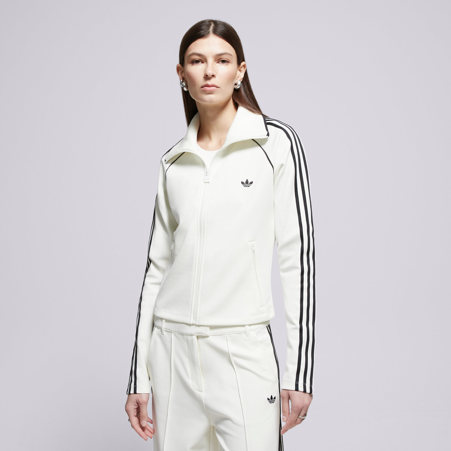 Damen ADIDAS SWEATSHIRT MIT REIßVERSCHLUSS SLIM TT KD2965 creme