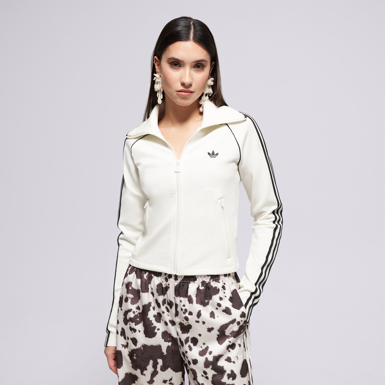 Damen ADIDAS SWEATSHIRT MIT REIßVERSCHLUSS SLIM TT KD2965 creme