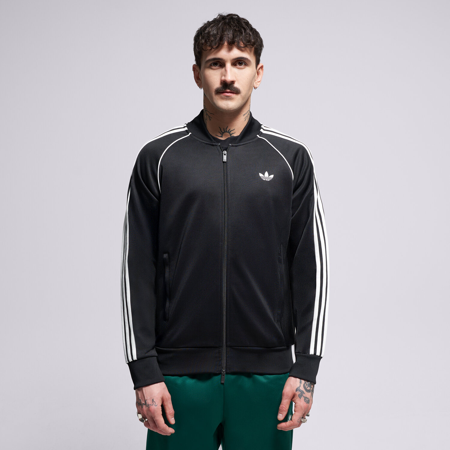 Herren ADIDAS SWEATSHIRT MIT REIßVERSCHLUSS SST TT KE3512 Schwarz