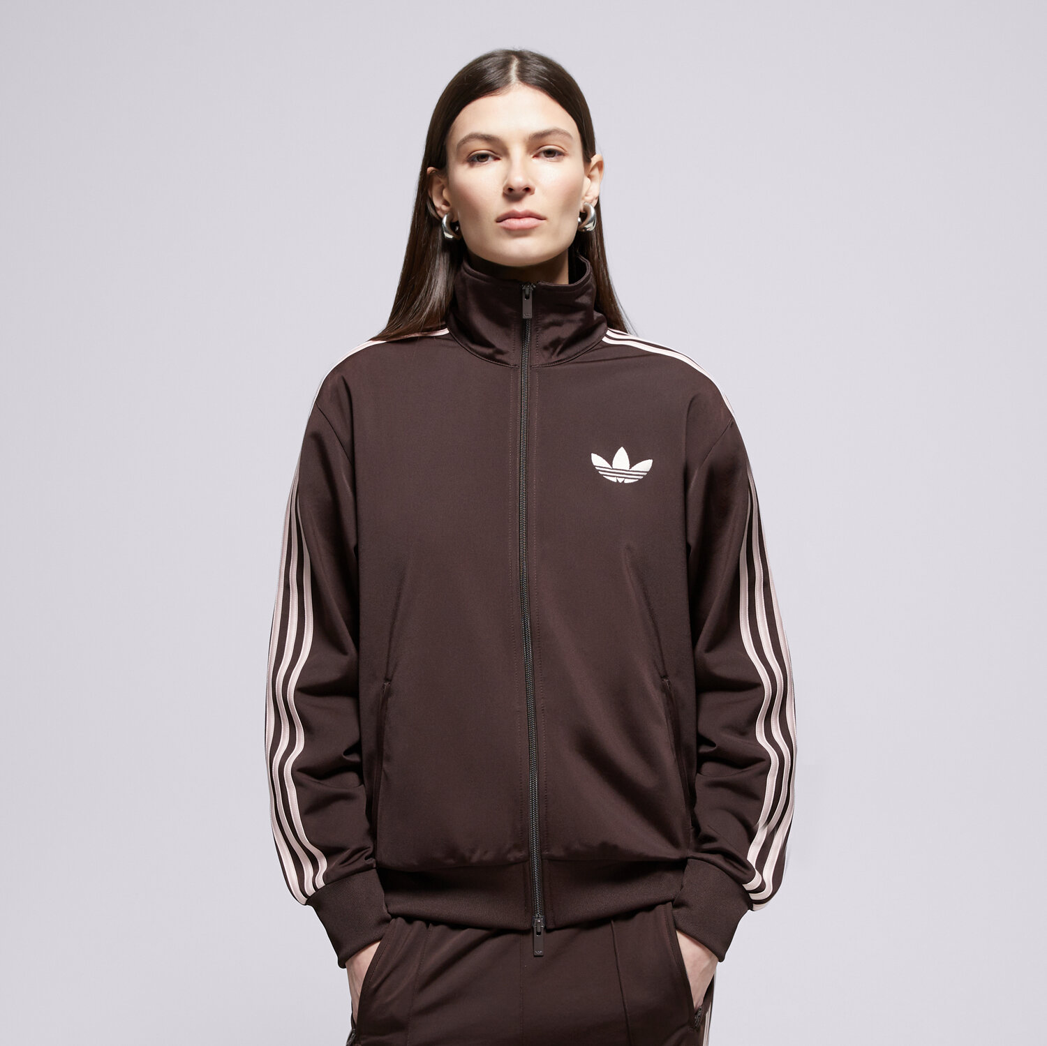 Damen ADIDAS SWEATSHIRT MIT REIßVERSCHLUSS FB TT LOOSE KD1331 Braun
