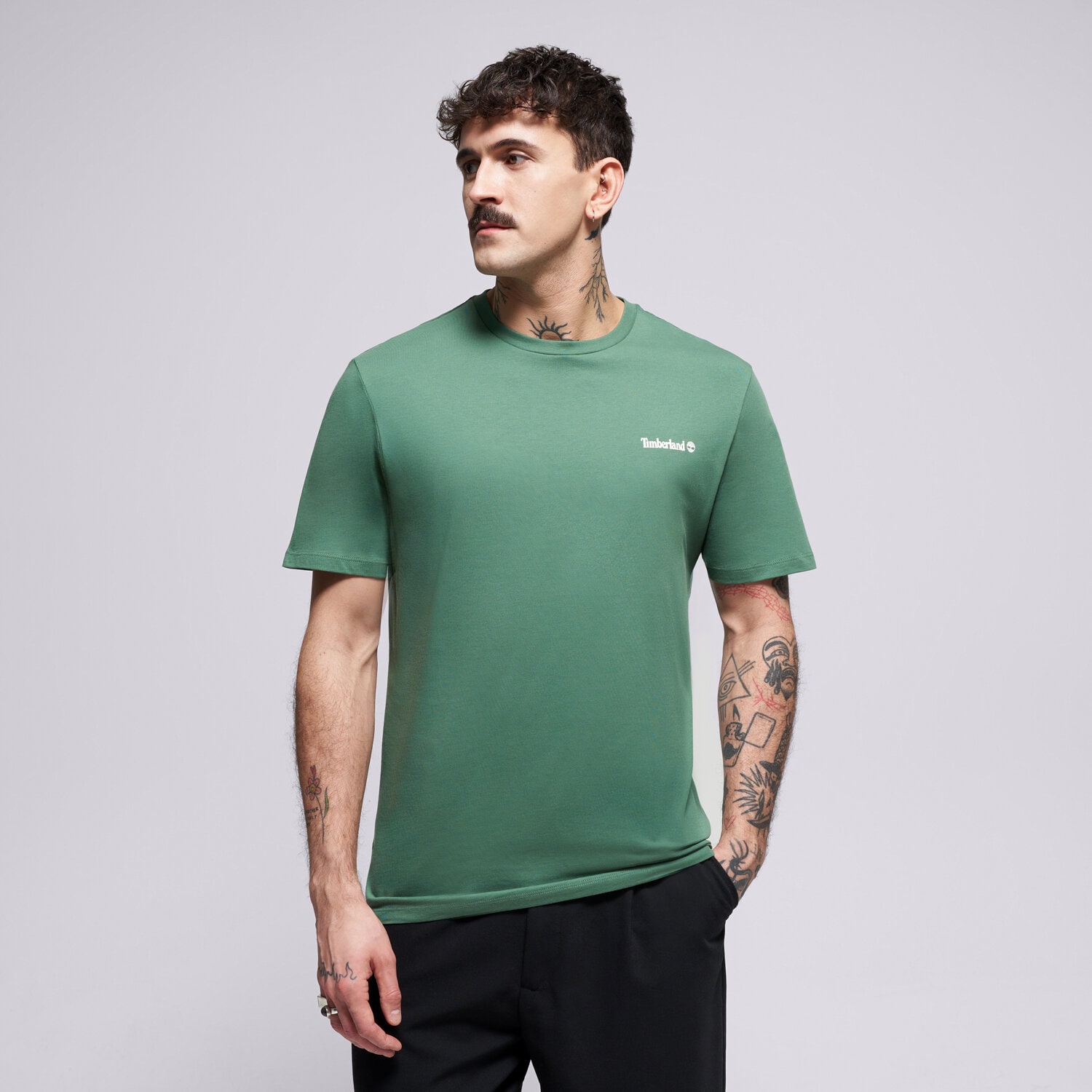 Herren T-Shirt TIMBERLAND T-SHIRT SMALL LINEAR LOGO PRINT TEE TB0A5QQTA6Z1 Grün