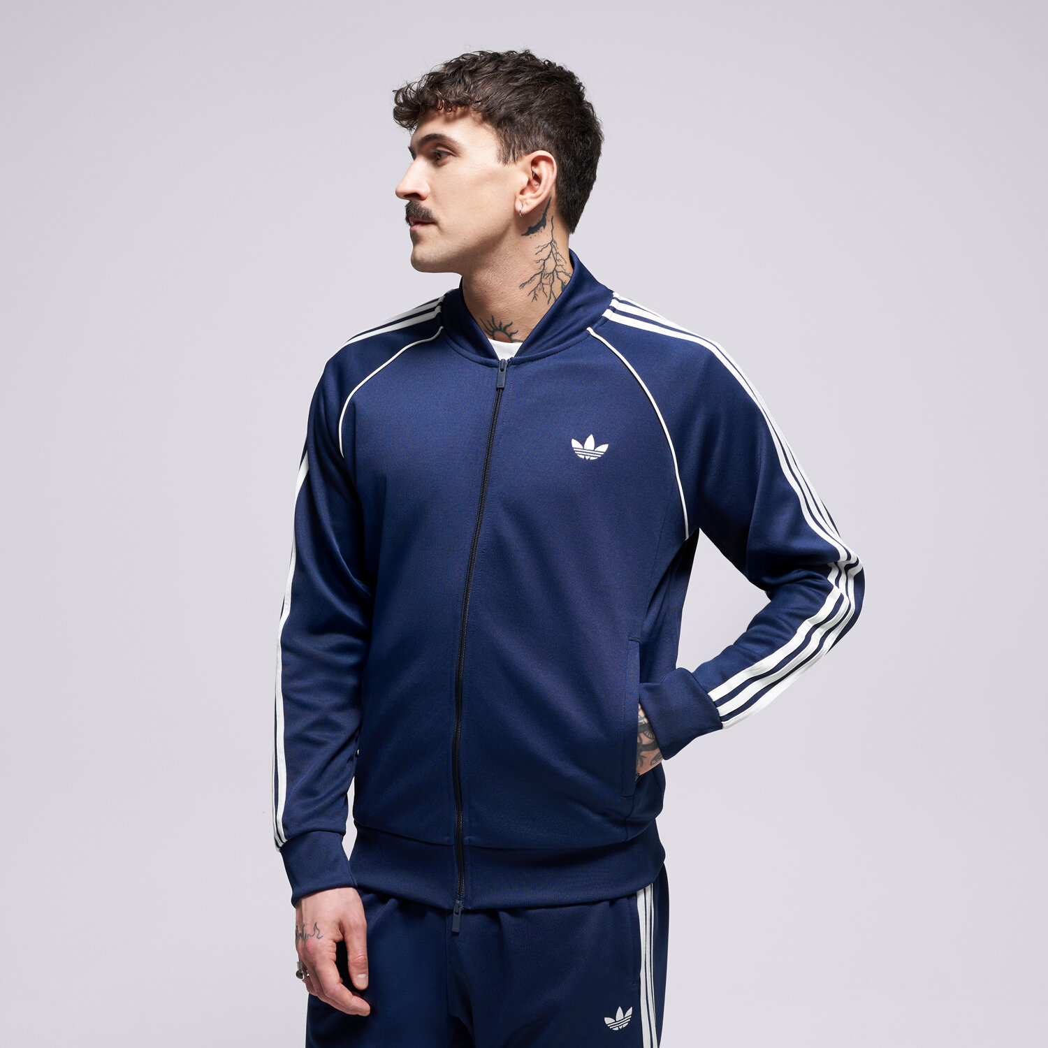 Herren ADIDAS SWEATSHIRT MIT REIßVERSCHLUSS SST TT KE3511 Dunkelblau