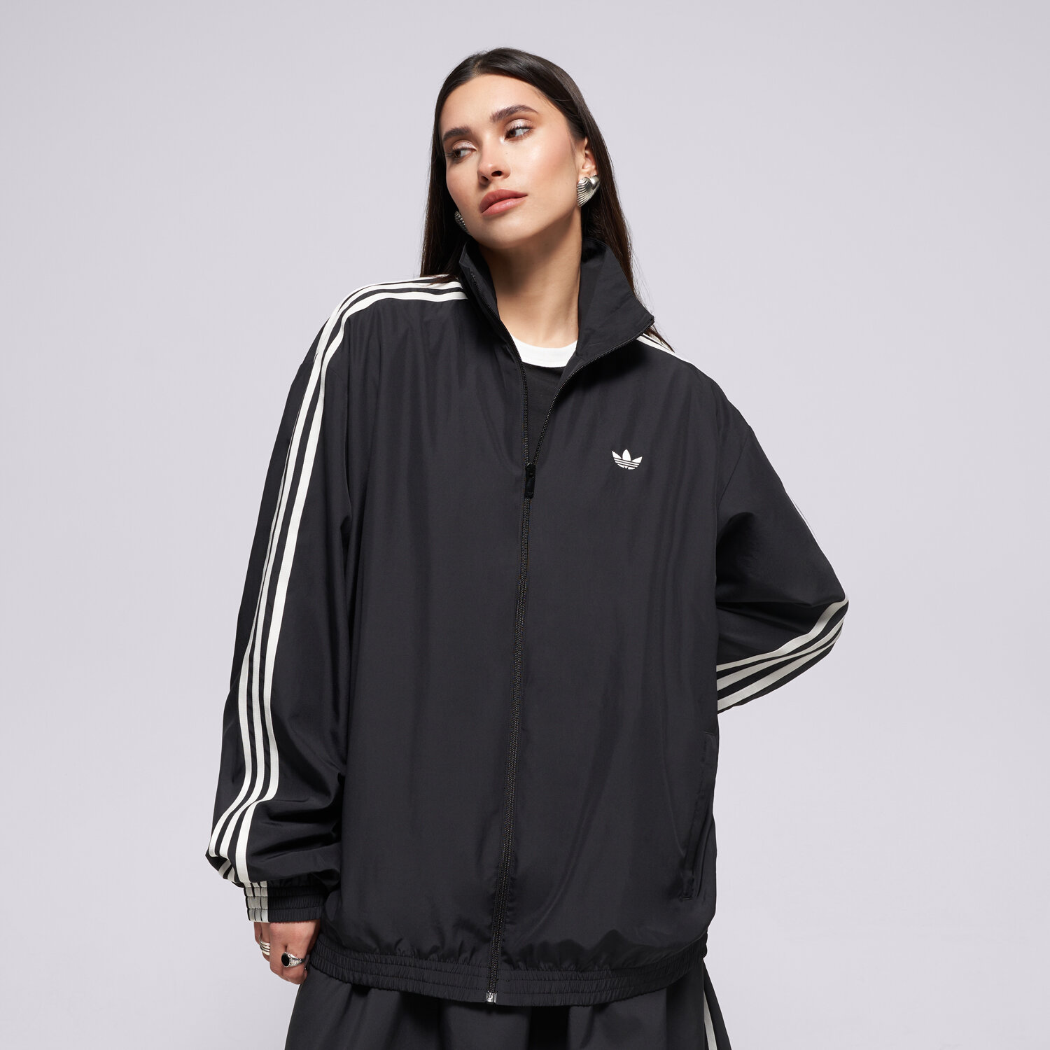 Damen ADIDAS SWEATSHIRT MIT REIßVERSCHLUSS FIREBIRD TT KD2894 Schwarz