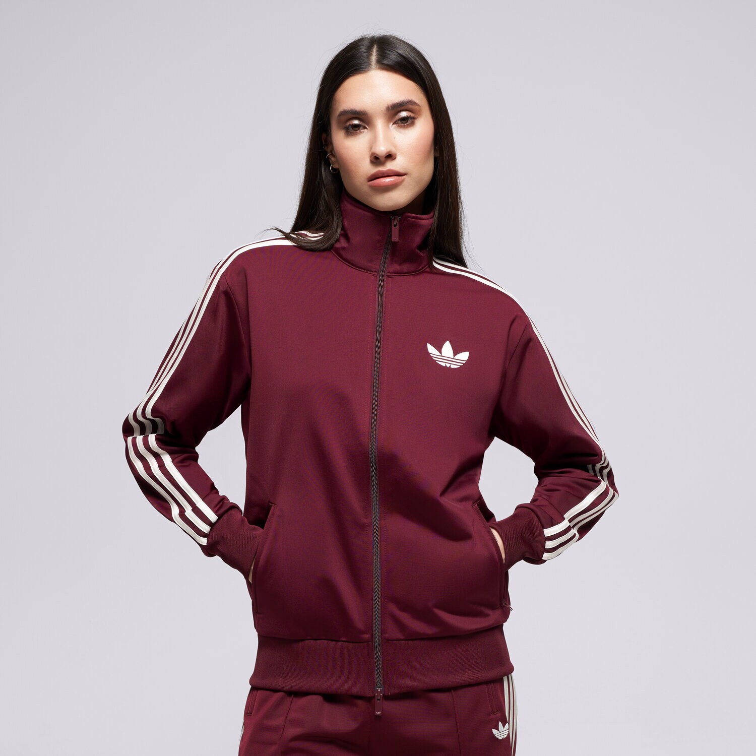 Damen ADIDAS SWEATSHIRT MIT REIßVERSCHLUSS FB TT LOOSE KD1326 Dunkelrot