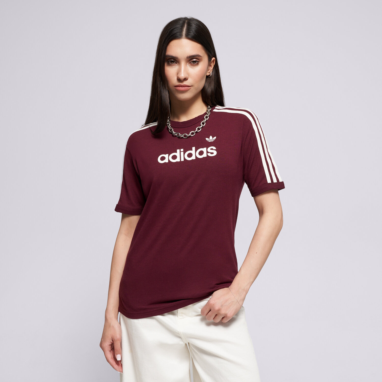 Damen T-Shirt ADIDAS T-SHIRT LINEAR TEE KD3710 Dunkelrot