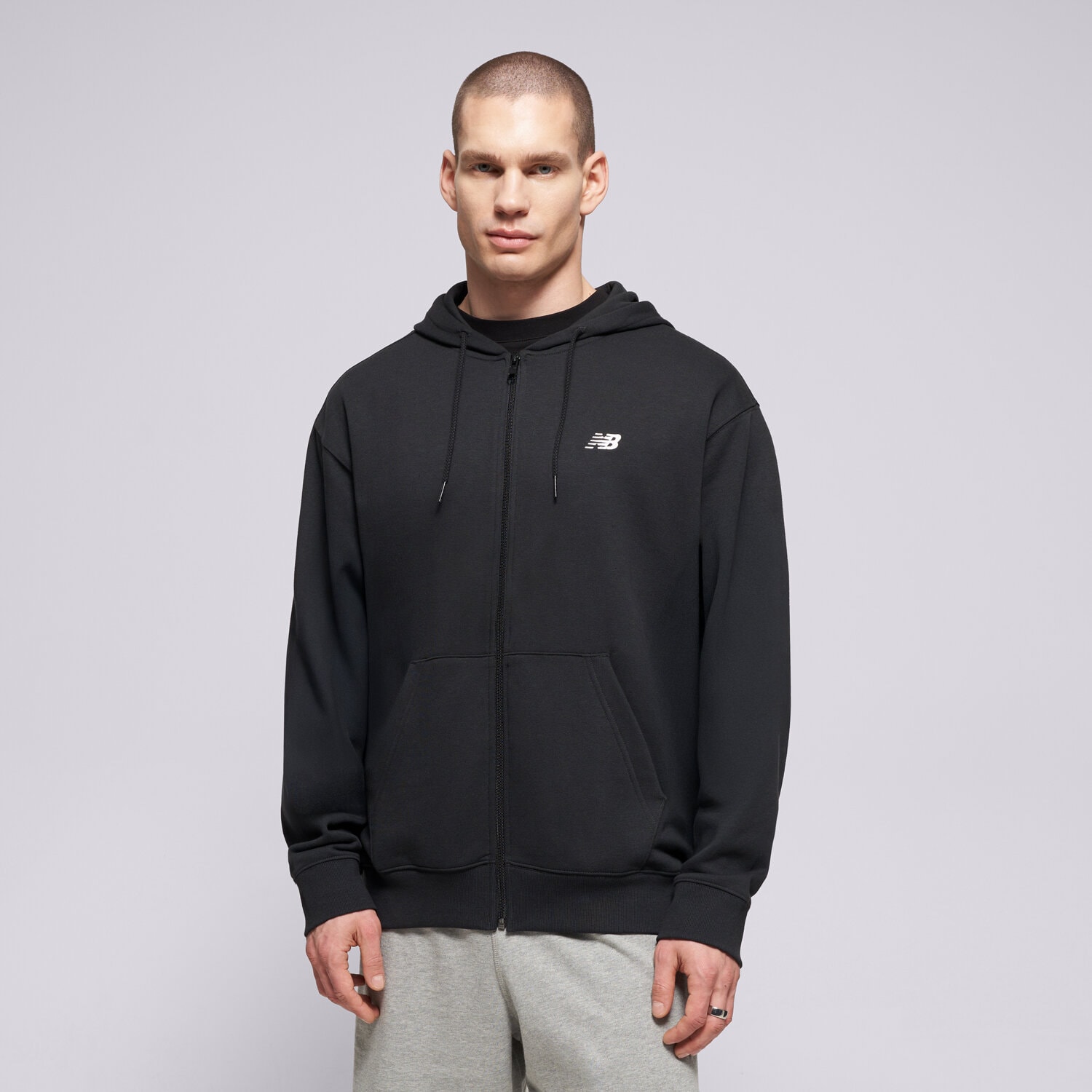 Herren NEW BALANCE HOODIE SPORT ESSENTIALS LOGO FRENCH TERRY FULL Z MJ41501BK Schwarz