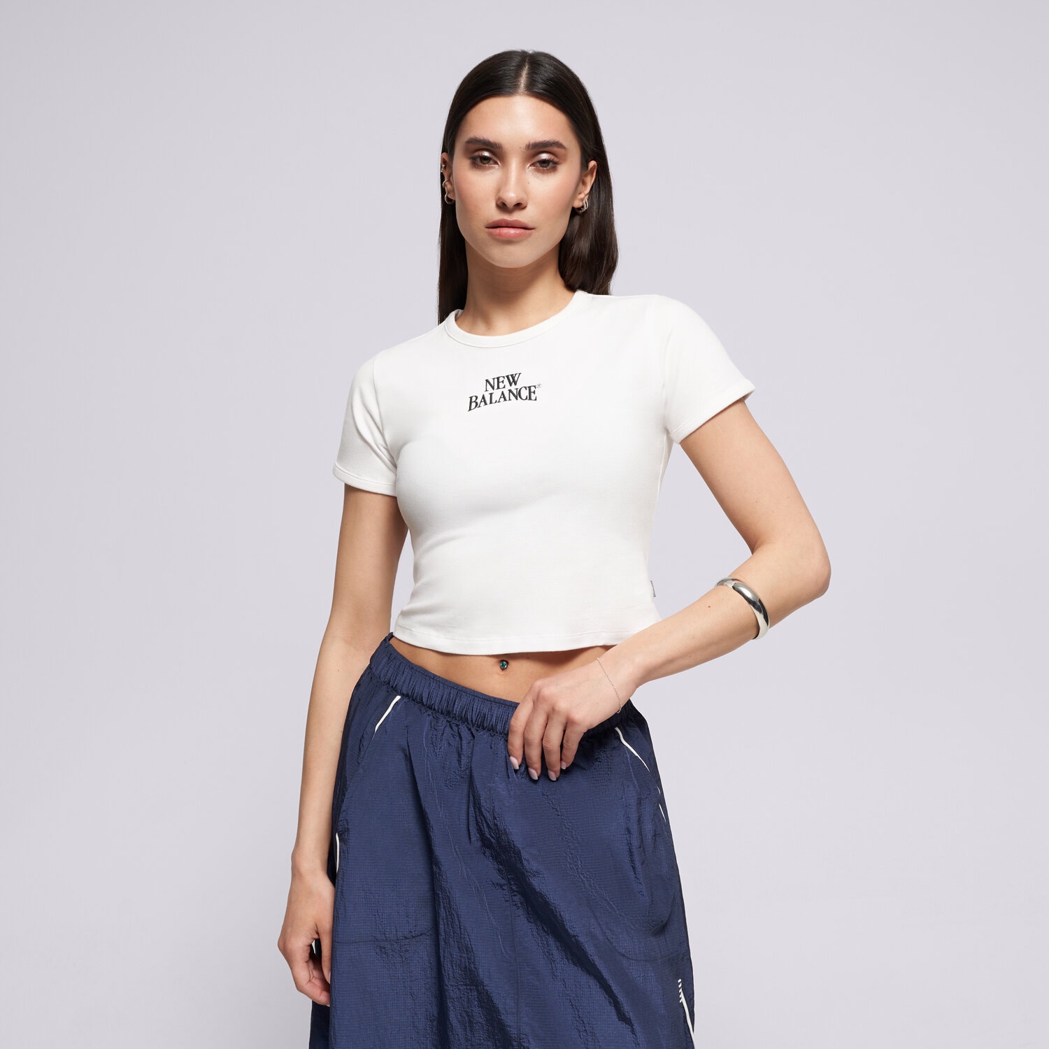 Damen T-Shirt NEW BALANCE T-SHIRT LINEAR HERITAGE RINGER T-SHIRT WT61Y33QWT Weiß