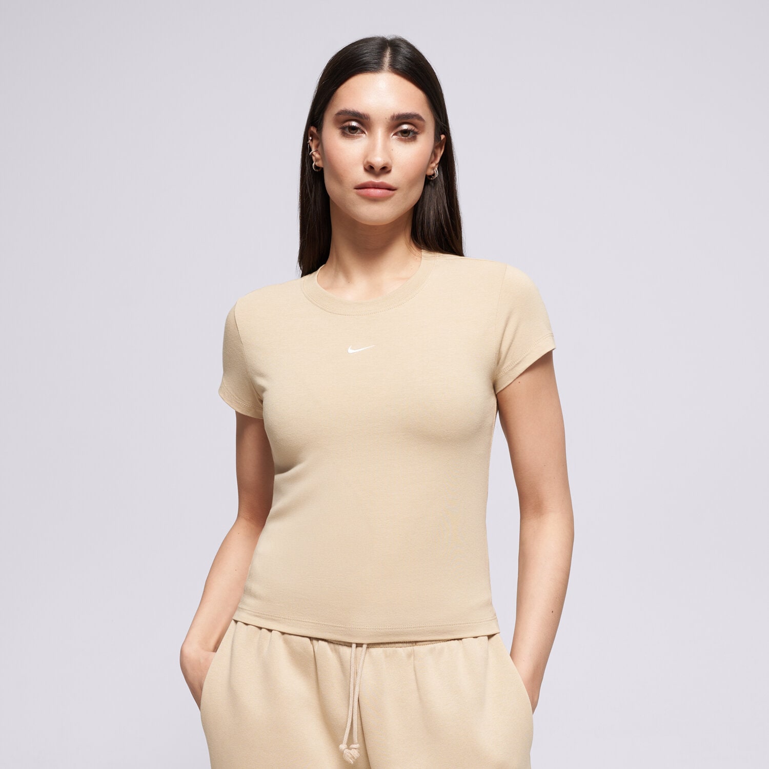 Damen T-Shirt NIKE T-SHIRT W NSW NK CHLL KNT MD CRP FV5508-287 Beige