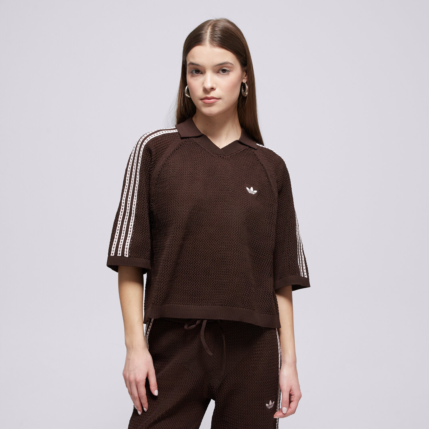 Damen T-Shirt ADIDAS T-SHIRT CROCHET POLO KE0198 Braun