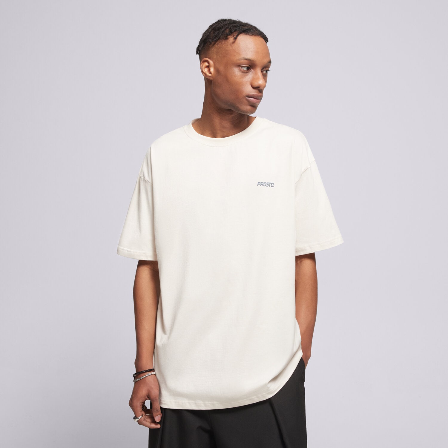 Herren T-Shirt PROSTO T-SHIRT BLAC OFF WHITE KL262MTEE1021 Weiß