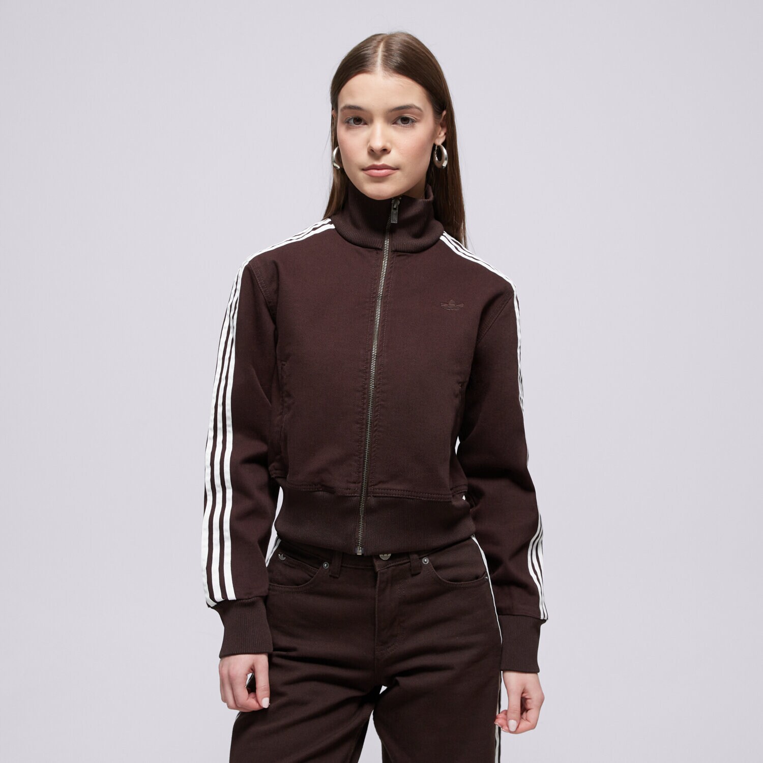 Damen ADIDAS SWEATSHIRT MIT REIßVERSCHLUSS FIREBIRD TT D KD2937 Braun