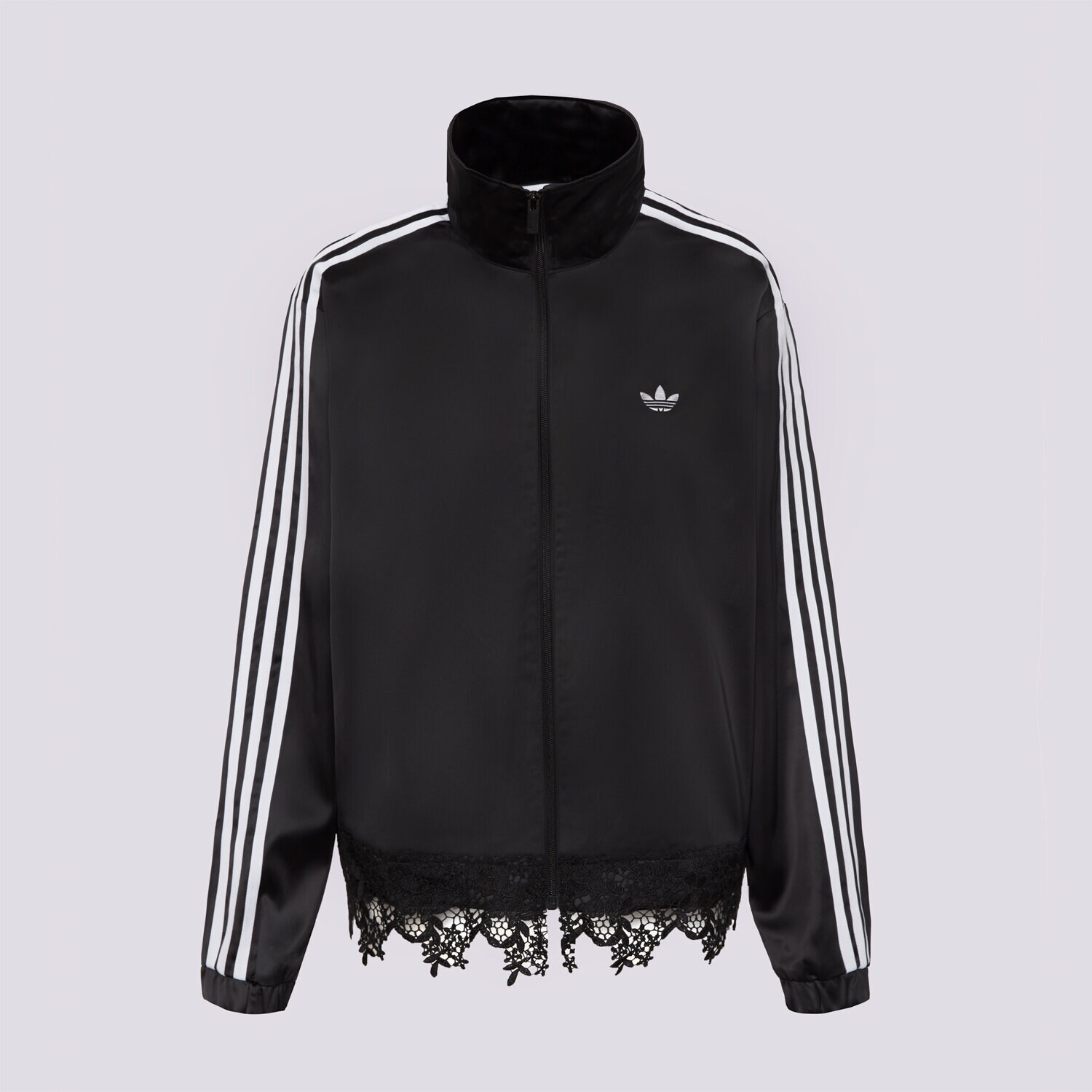 Damen ADIDAS SWEATSHIRT MIT REIßVERSCHLUSS SATIN   LACE TRACK TOP LF2670 Schwarz