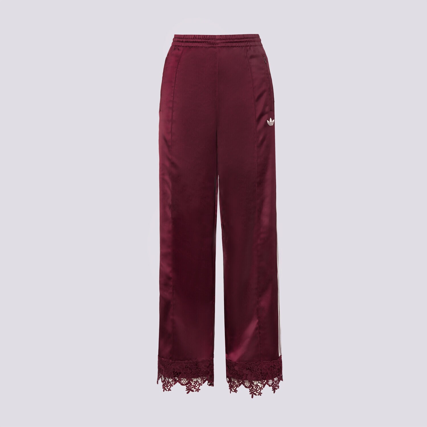 Damen Hosen ADIDAS HOSE SATIN LACE TRACK PANTS LOOSE FIREBIRD LD1807 Dunkelrot