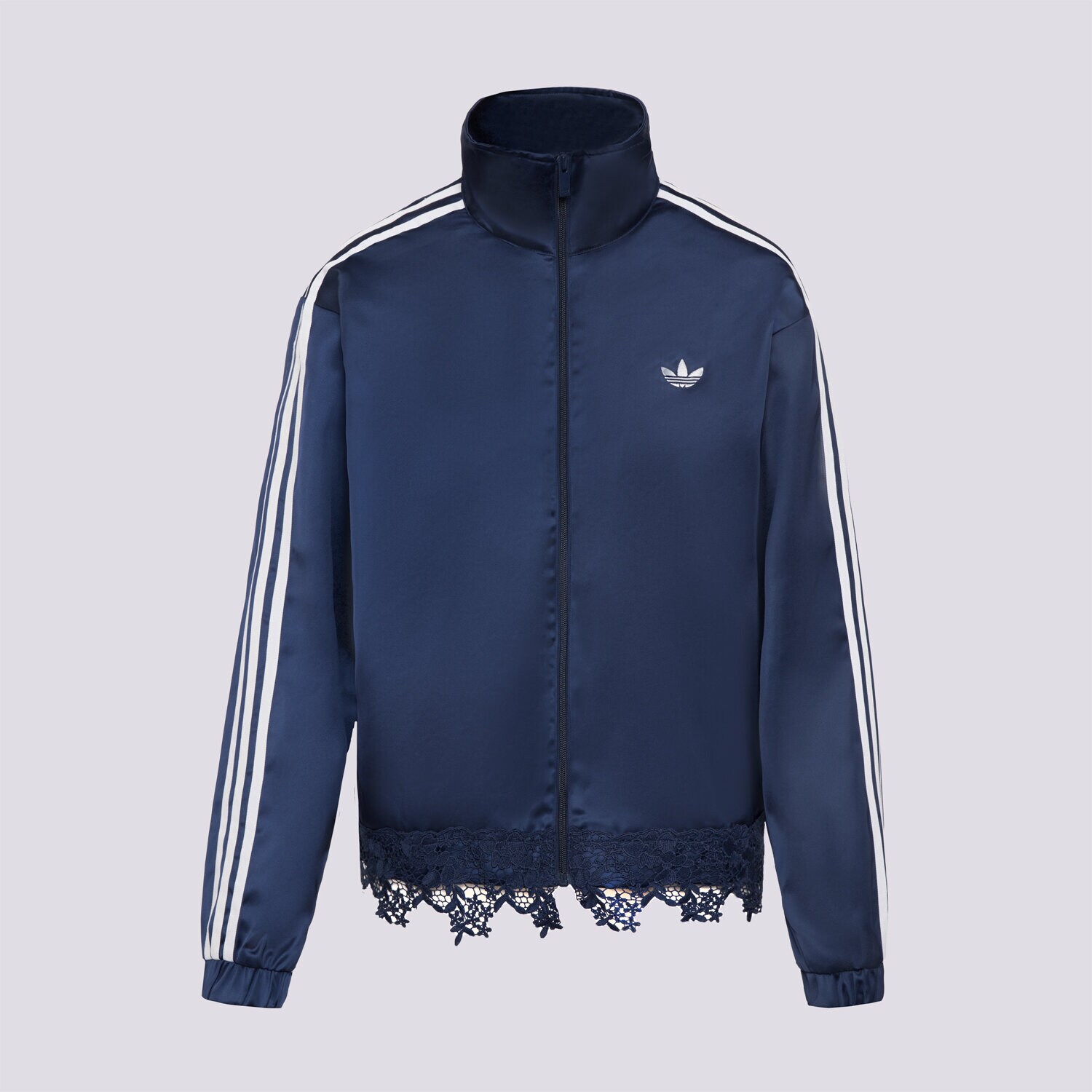 Damen ADIDAS SWEATSHIRT MIT REIßVERSCHLUSS SATIN   LACE TRACK TOP LD1803 Dunkelblau