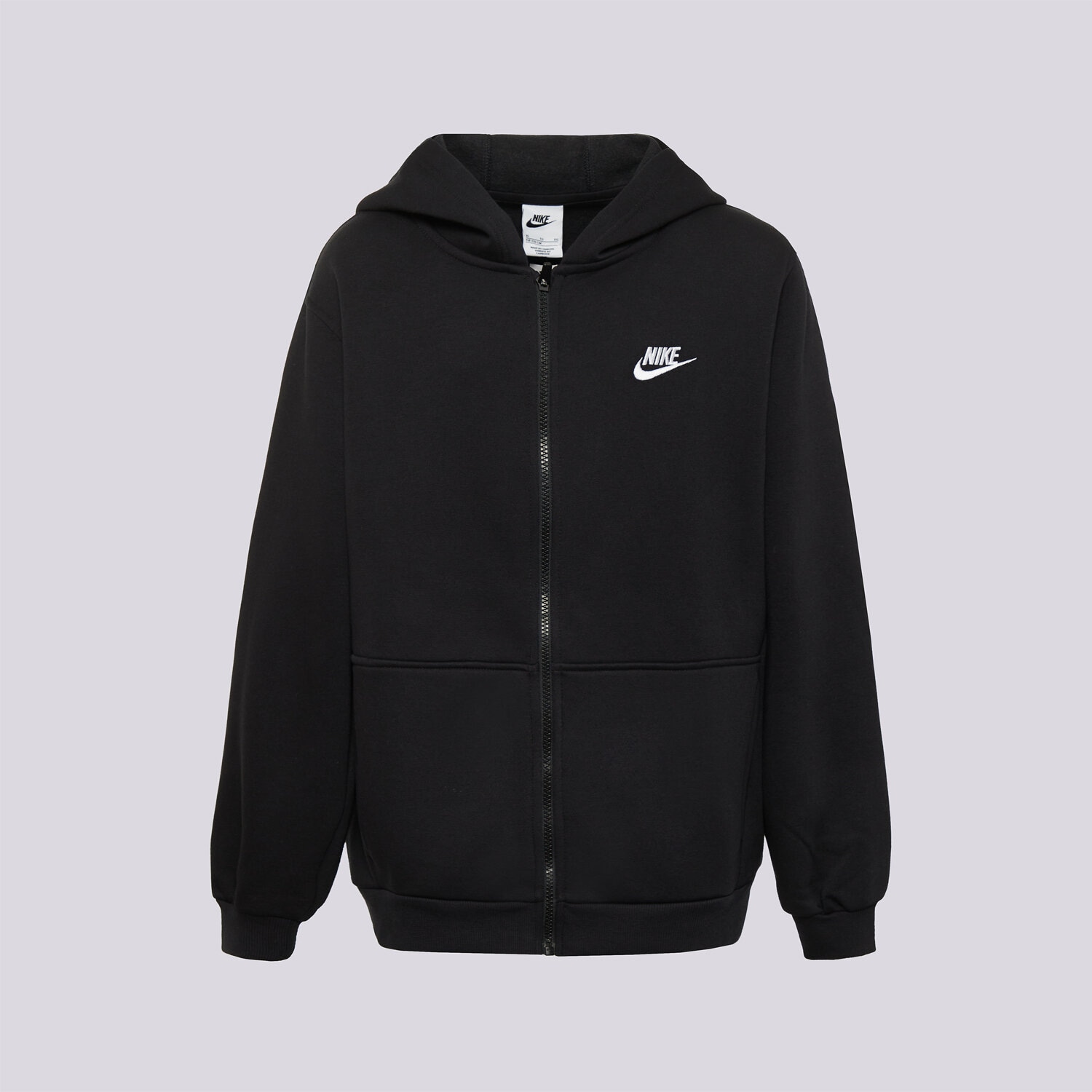 Kinder NIKE SWEATSHIRT MIT REIßVERSCHLUSS   K NSW CLUB FLC HD B FD3004-010 Schwarz