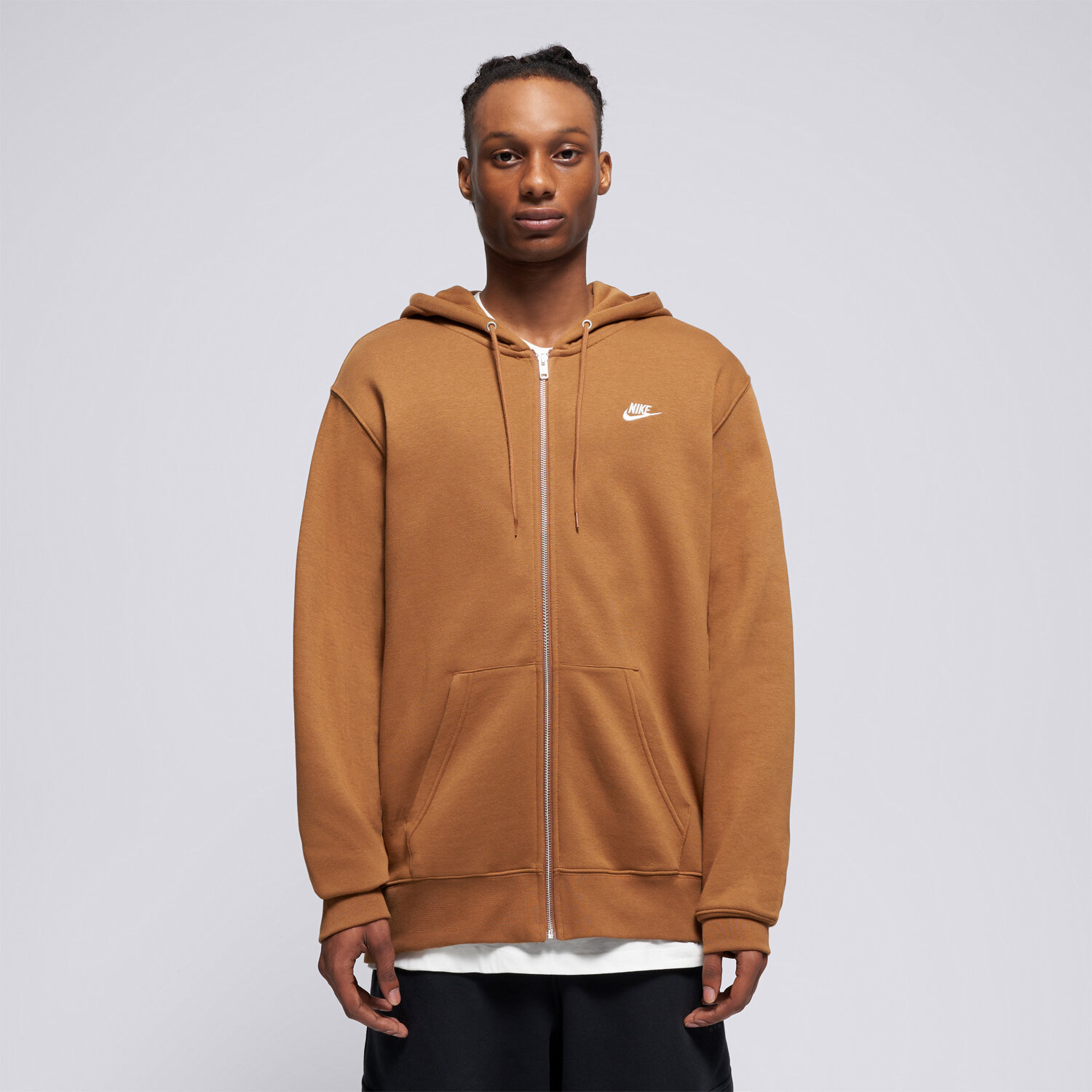 Herren NIKE SWEATSHIRT MIT REIßVERSCHLUSS Z KAPTUREM M NK CLUB BB F FN3861-270 Braun