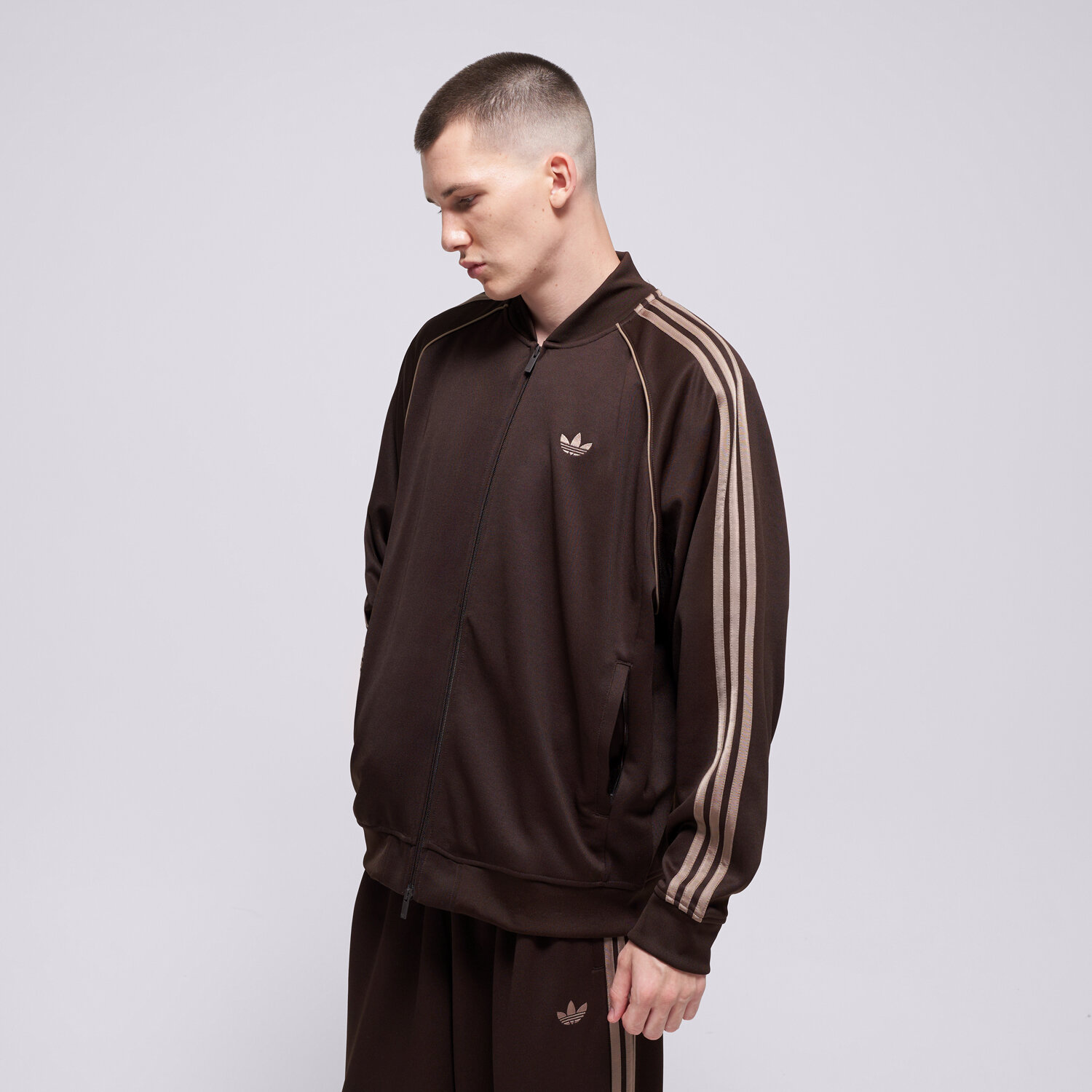 Herren ADIDAS SWEATSHIRT MIT REIßVERSCHLUSS SST TT KS4957 Braun