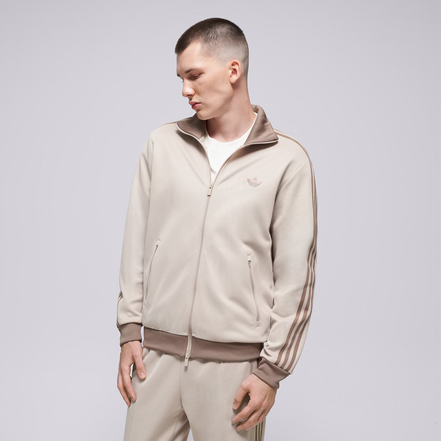 Herren ADIDAS SWEATSHIRT MIT REIßVERSCHLUSS   BECKENBAUER TT KT5044 Beige