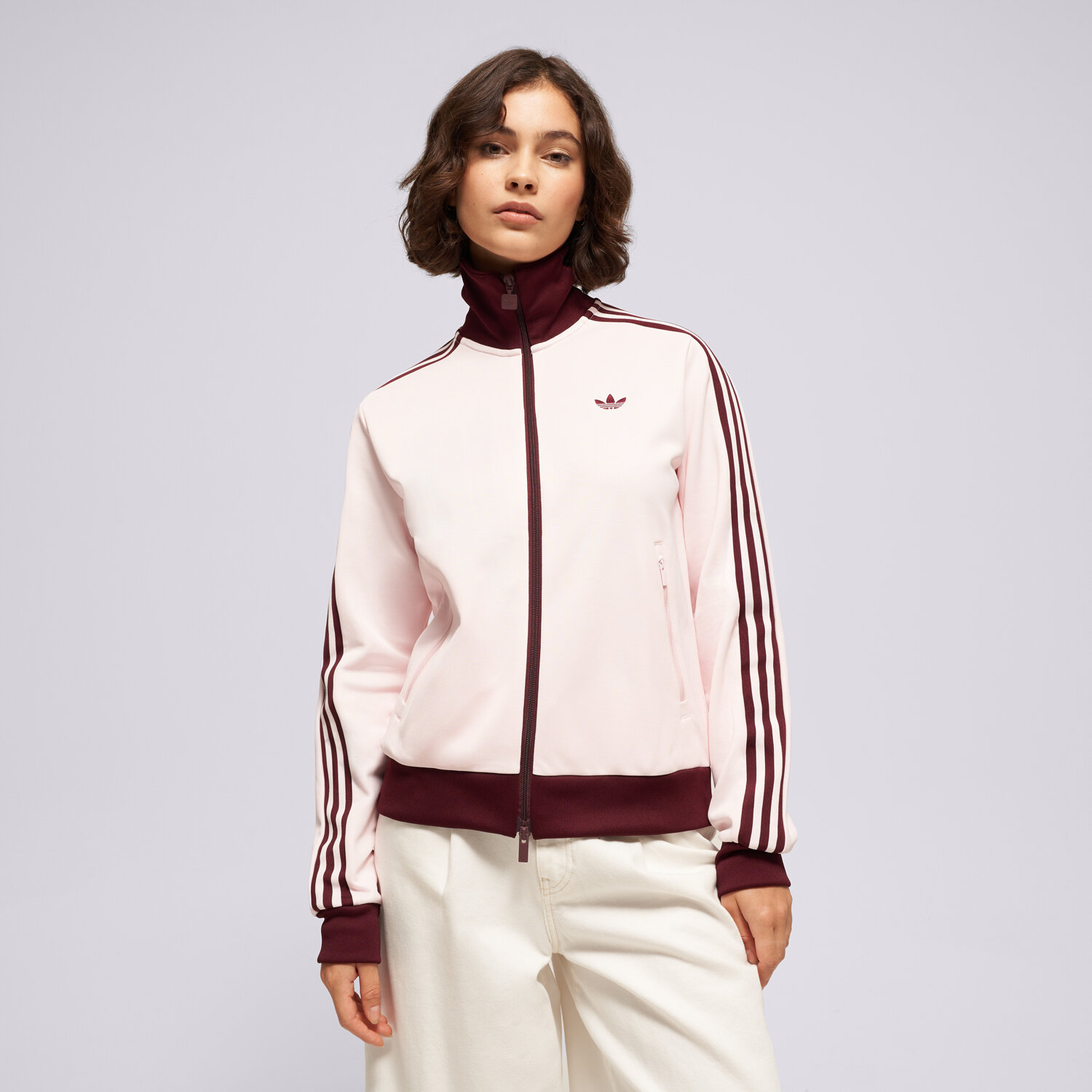 Damen ADIDAS SWEATSHIRT MIT REIßVERSCHLUSS   BECKENBAUER TRACK TOP KX4264 Rosa