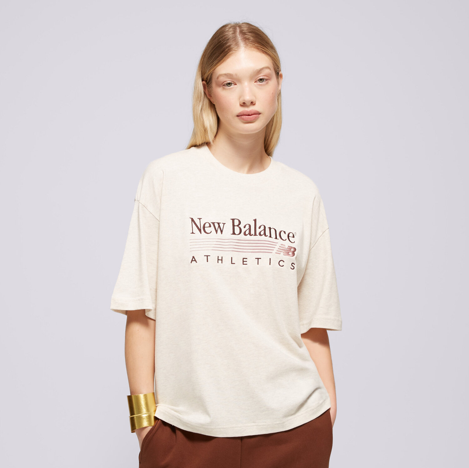 Damen T-Shirt NEW BALANCE T-SHIRT TRACKSIDE OVERSIZED T-SHIRT WT6297MKLIT Beige