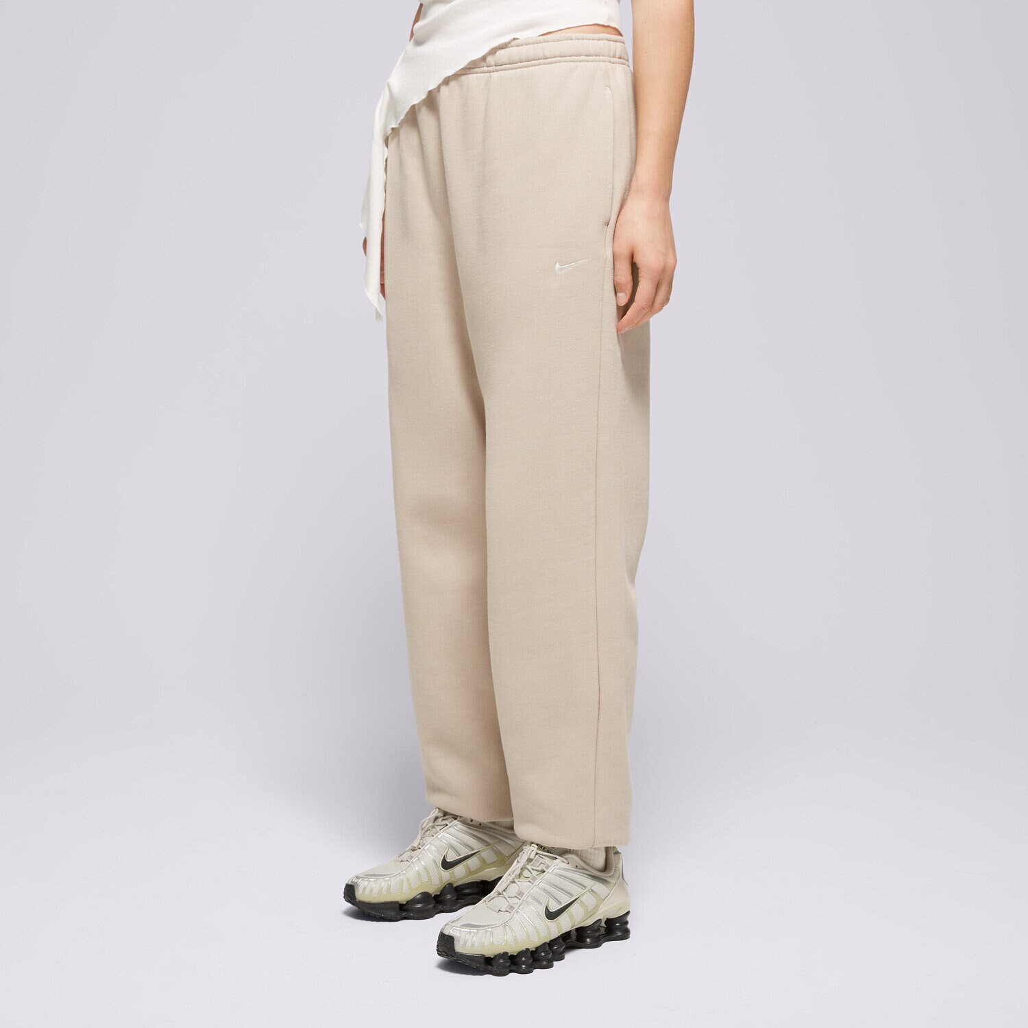 Damen Hosen NIKE HOSE W NK STUDIO FLC MW HR OS IM8074-236 Beige